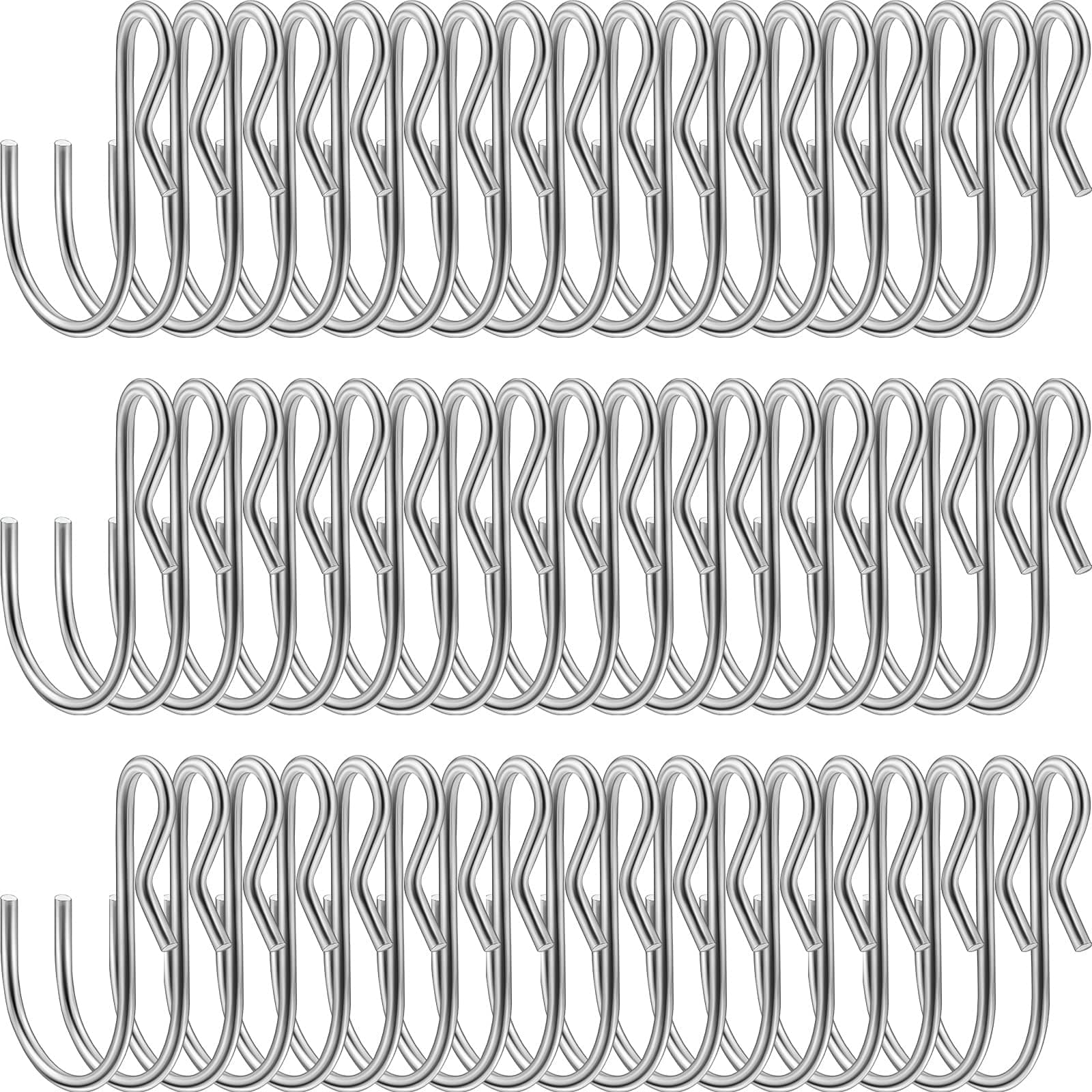 MAKINGTEC S Shaped Metal Hooks Clip, S Shaped Hooks Stainless Steel Metal Hangers,Not Slip Off, Suitable for Indoor and Outdoor Hanging, Kitchen Lights, Hanging Hooks for DIY Crafts(100 Pieces) Silver