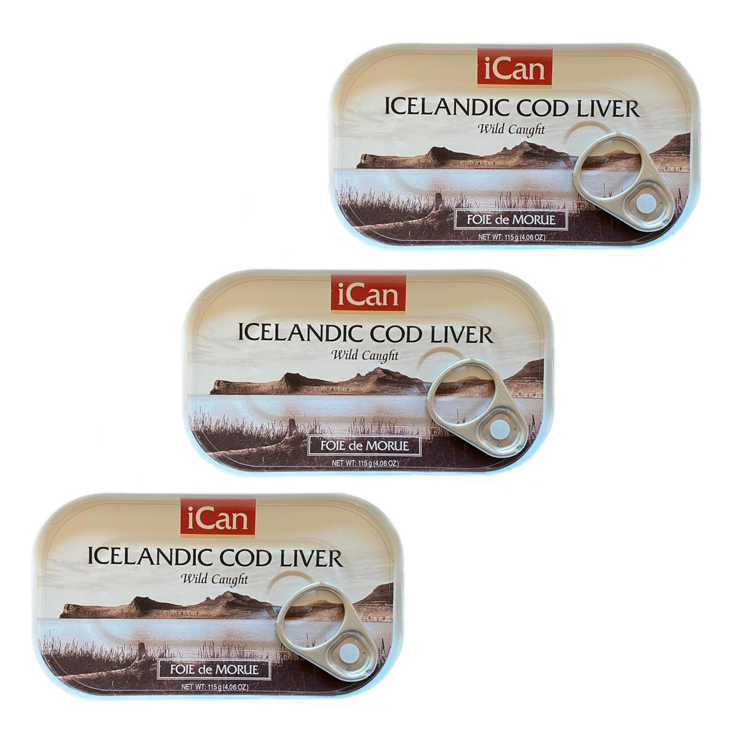 ican Wild Cod Liver Canned From Iceland 4.27oz pack of 3