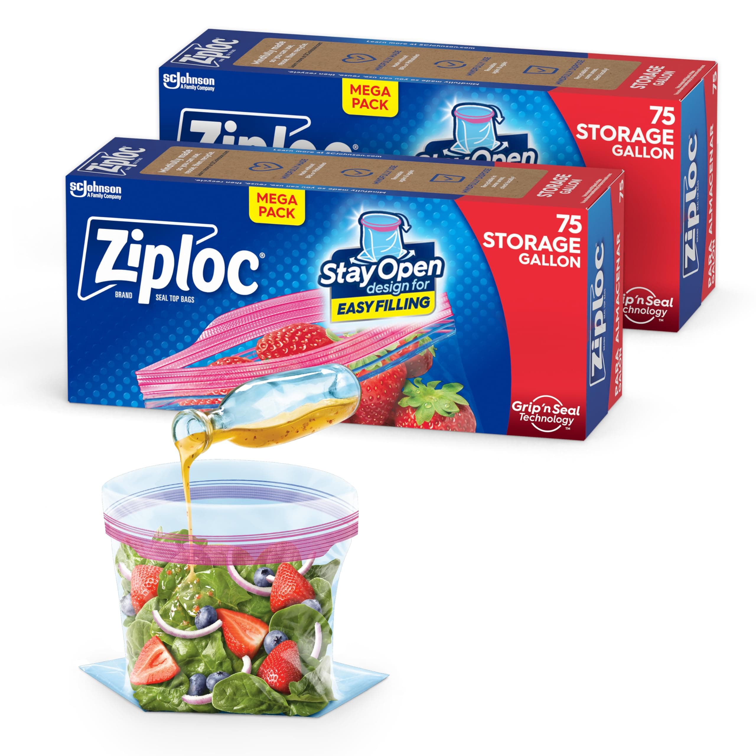 Ziploc Storage Bags, Gallon, 150 Count