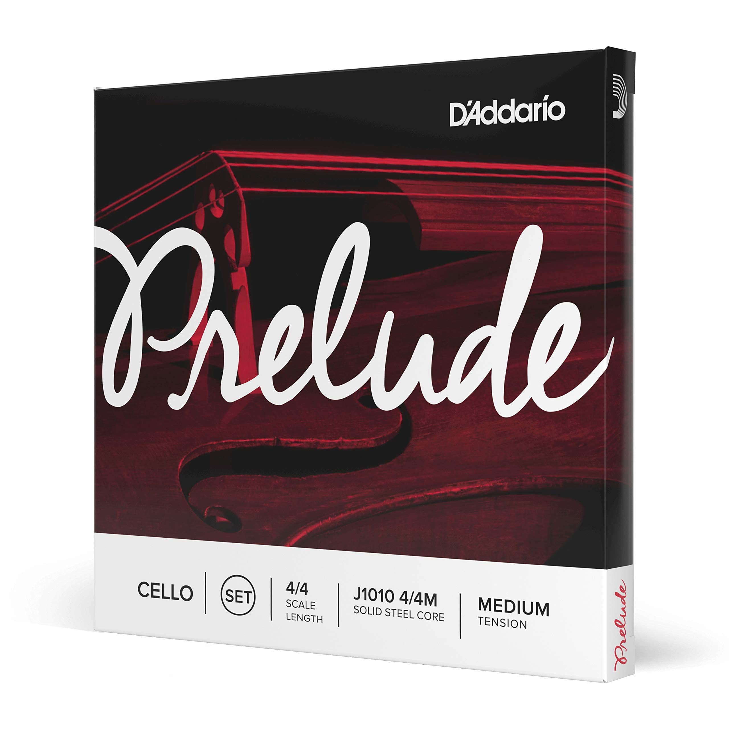 D’Addario J1010 Prelude Cello String Set, 4/4 Scale Medium Tension (1 Set) –Solid Steel Core, Warm Tone, Economical, Durable – Educator’s Choice for Student Strings – Sealed Pouch Prevents Corrosion