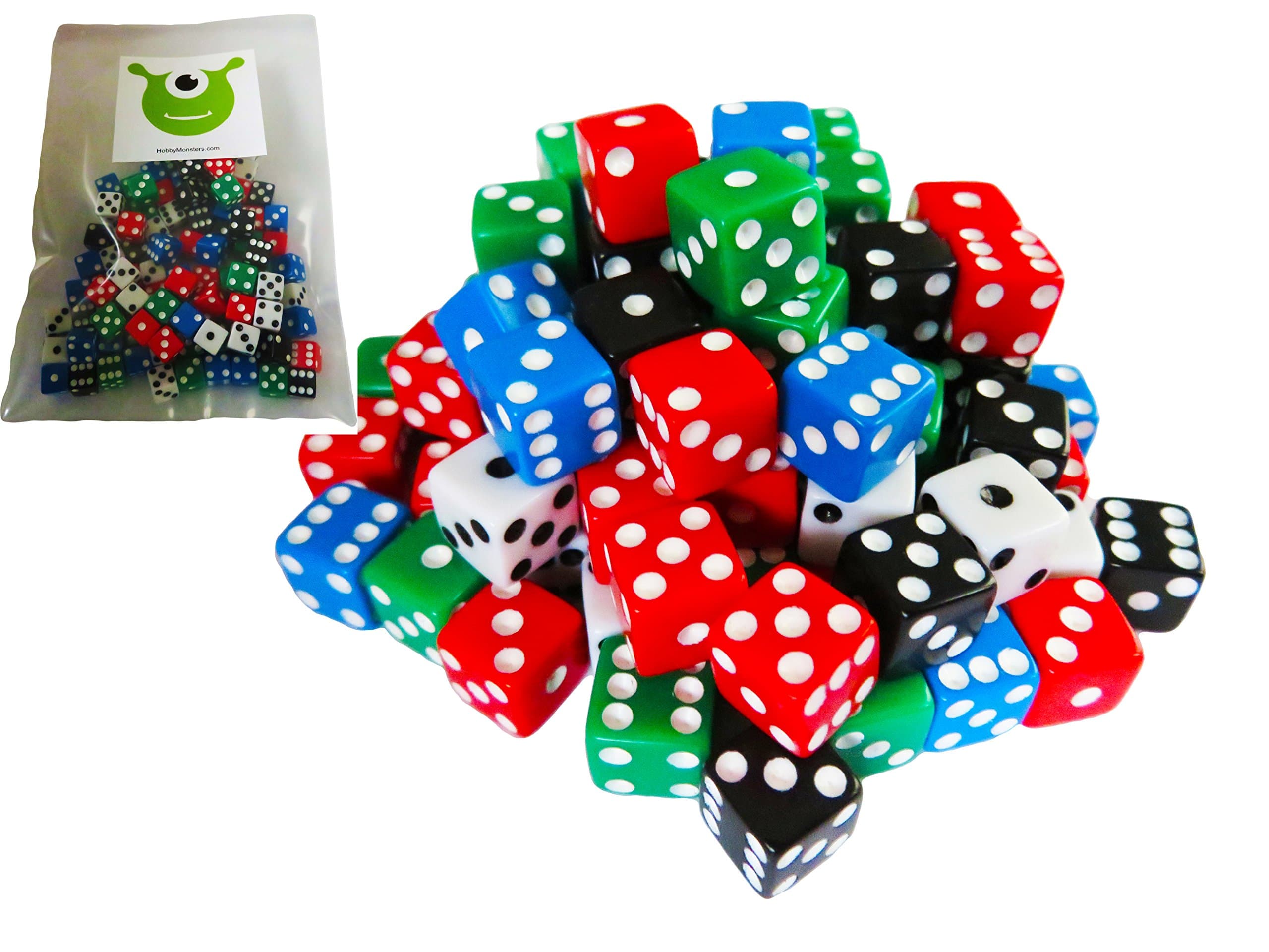 100-Piece Mini 8 mm Assorted Game Dice