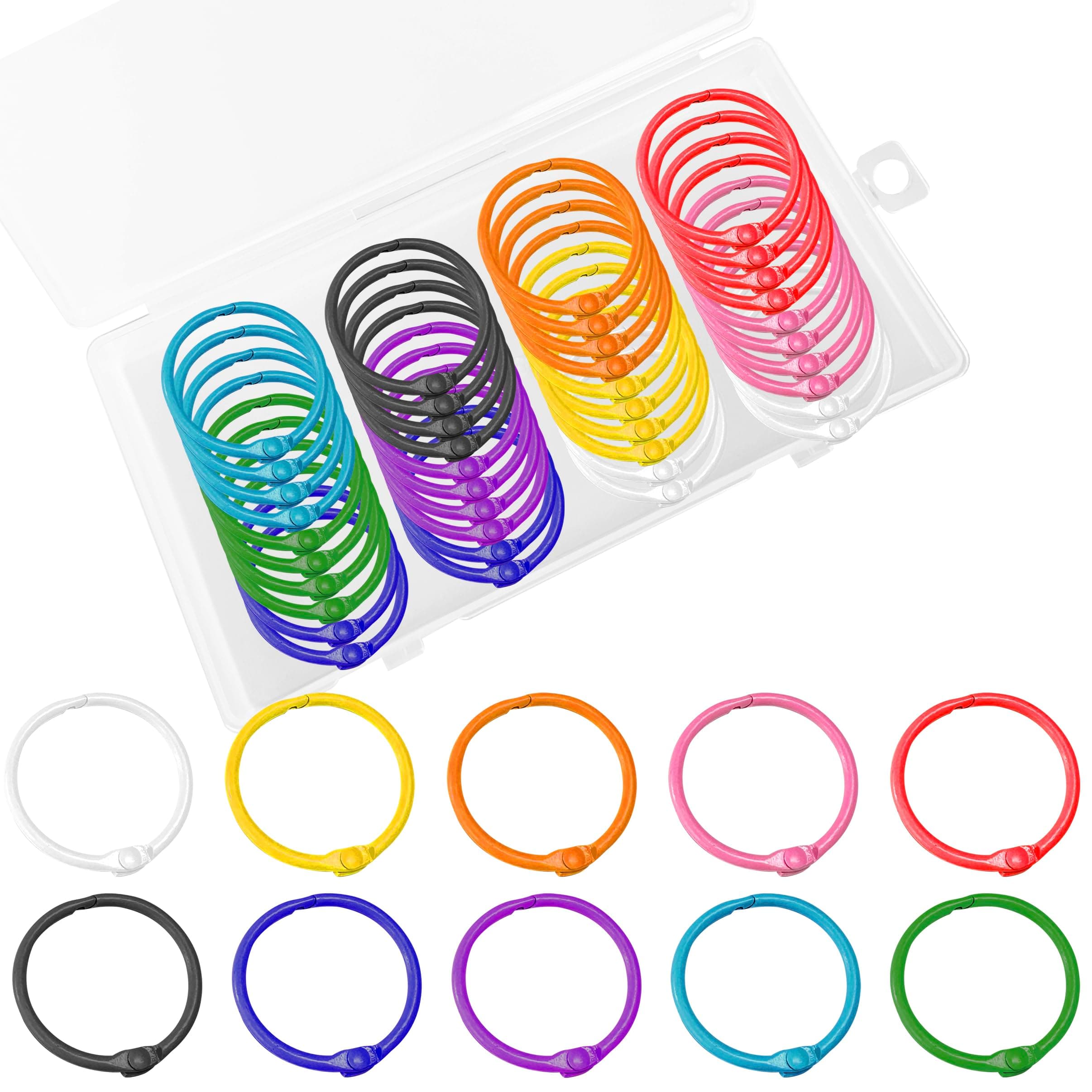 Keychains or Key Rings, 1 1/5" Loose Leaf Binder Rings for Key Chains, Open Card Rings, Clip Rings for Book Rings, School, Home or Office (50Pack)