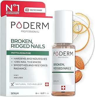 PODERM - FRAGILE, SPLITTING, RIDGED NAILS - 2-in-1 treatment with plants with restorative, strengthening and nourishing properties - Professional solution for hands/feet - Quick & easy - Swiss Made