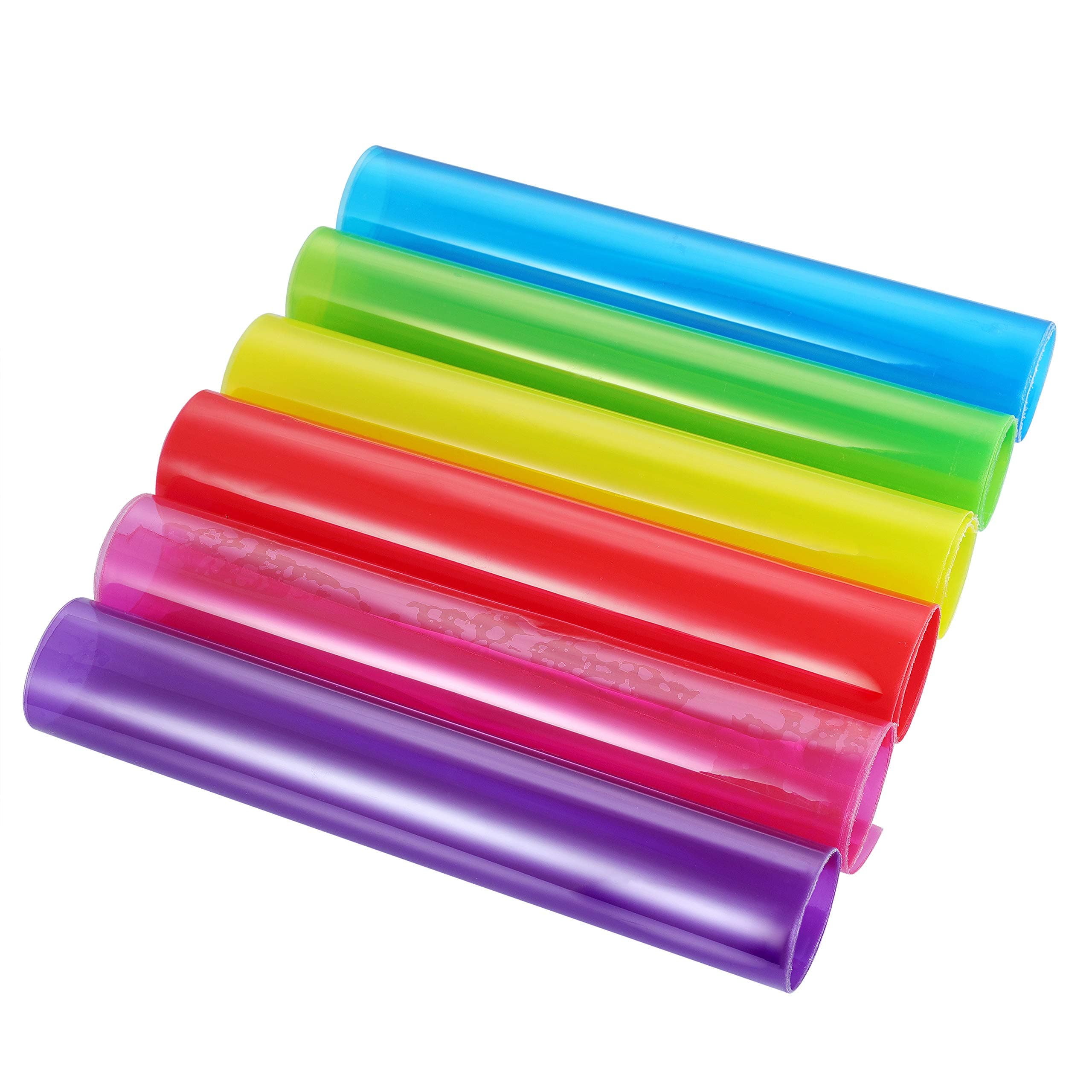AOUXSEEM Jelly Transparent Leather Vinyl Sheets,Candy Solid Colors Waterproof Faux Leather Fabric Sheets 【6 Pcs/21 x 30 cm】Perfect for Making Bows Earrings Handbags (Bright Solid Colors)