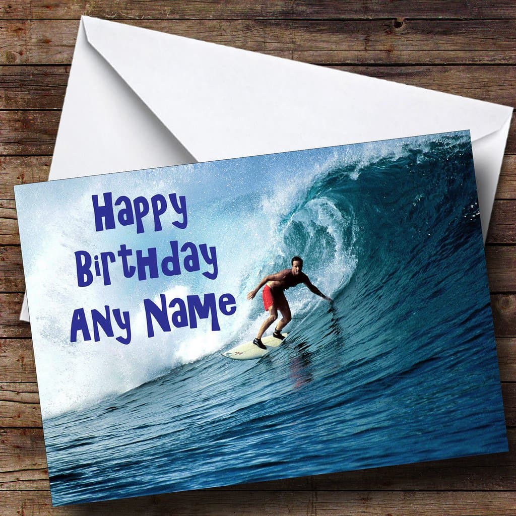Surfing Personalised Birthday Card