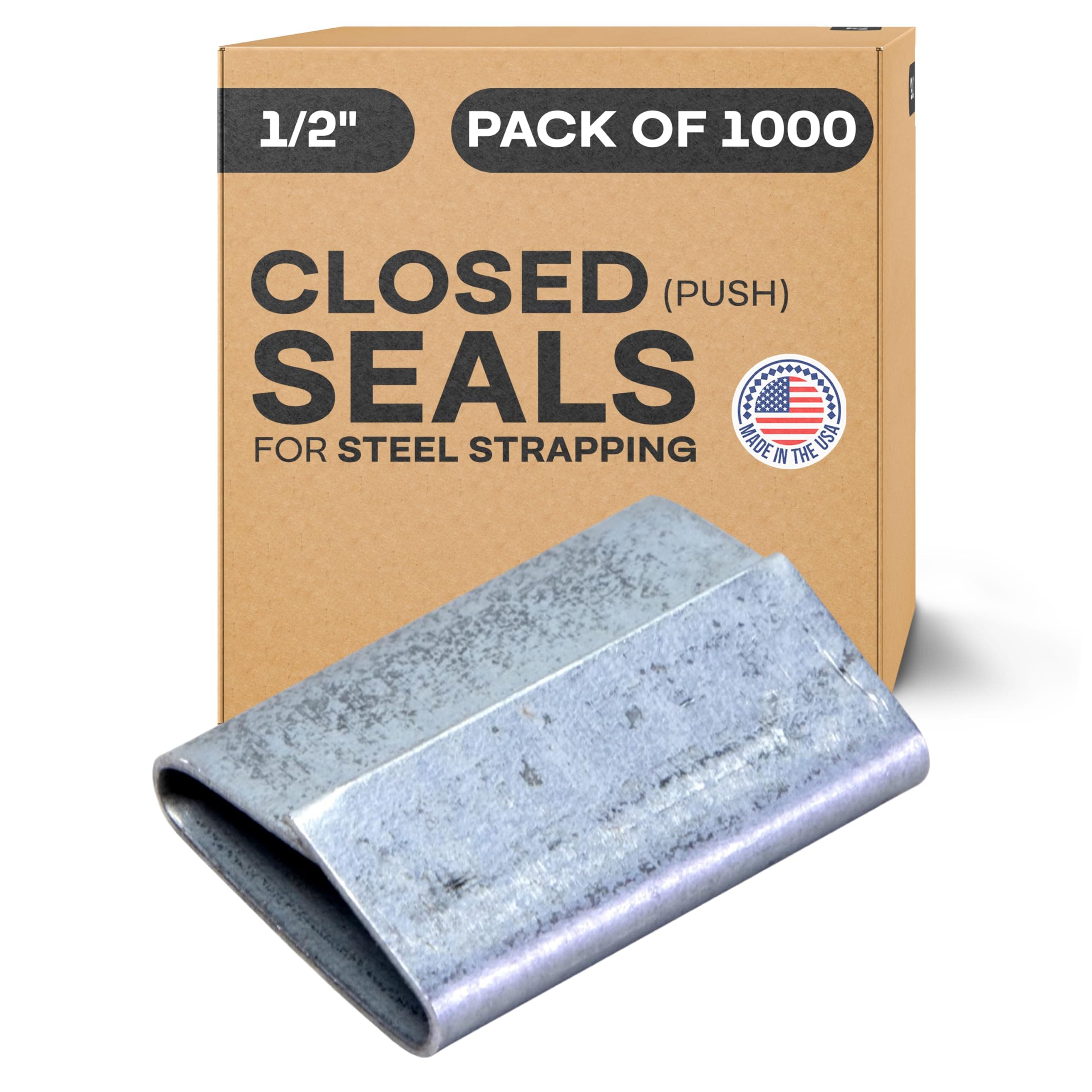 IDL Packaging 1/2" Closed (Push Type) Seals for Steel Strapping, Box of 1000
