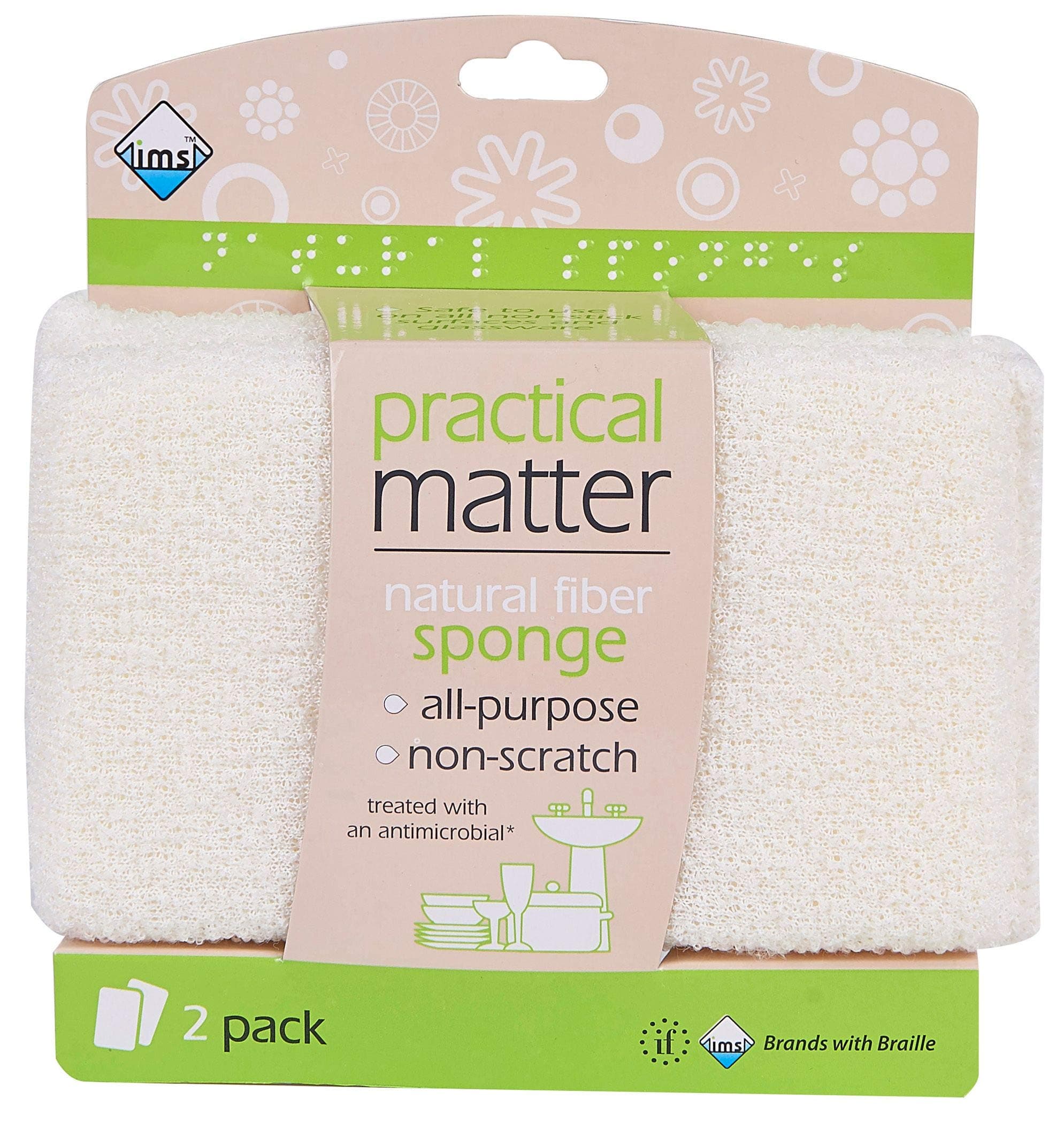 IMS Trading Natural Fiber Sponge, 2 Count