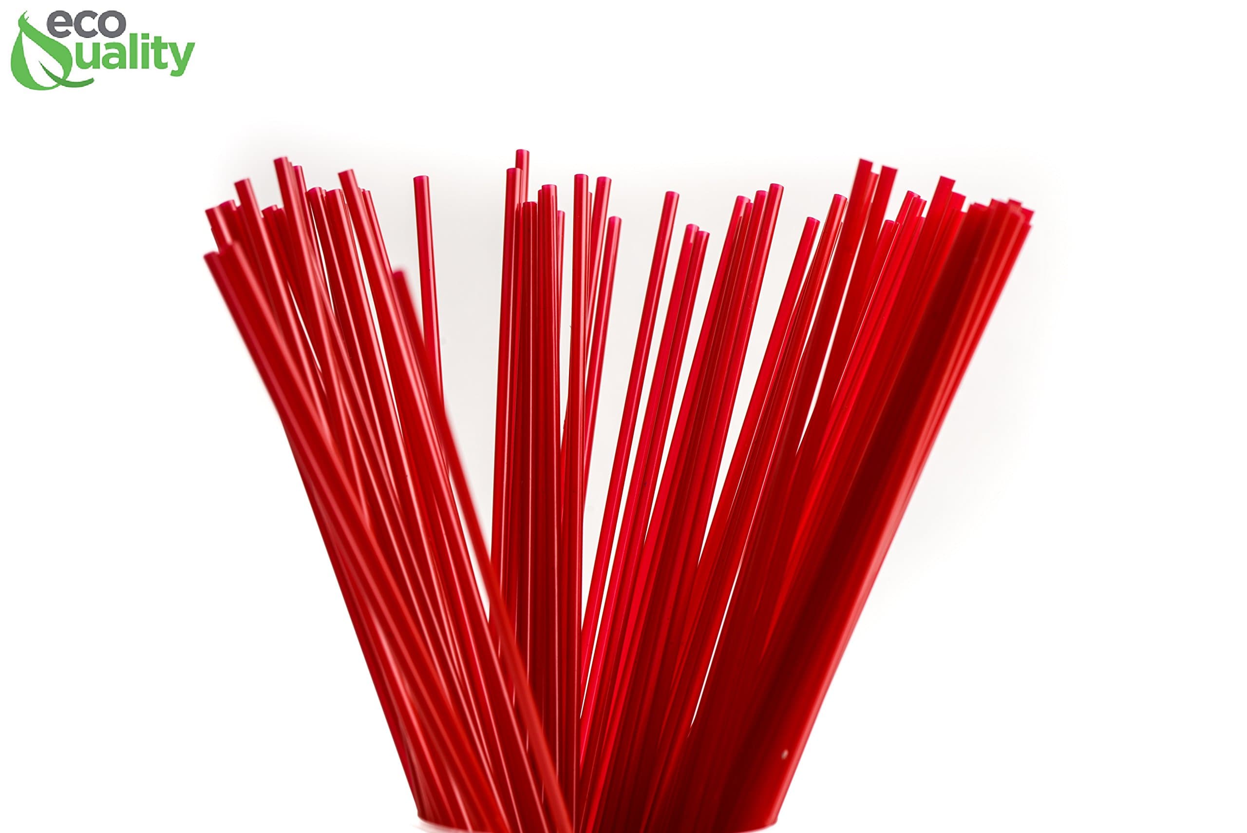 [3000 PACK] 8 Inch Compostable Plastic Stirrer, Bio Degradable, Eco Friendly, Sip Stirrer, Bar Stirrer, Sip Straw, For Coffee, Cocktail, Latte and Tea - 8 Inches, 1000/Box, Red