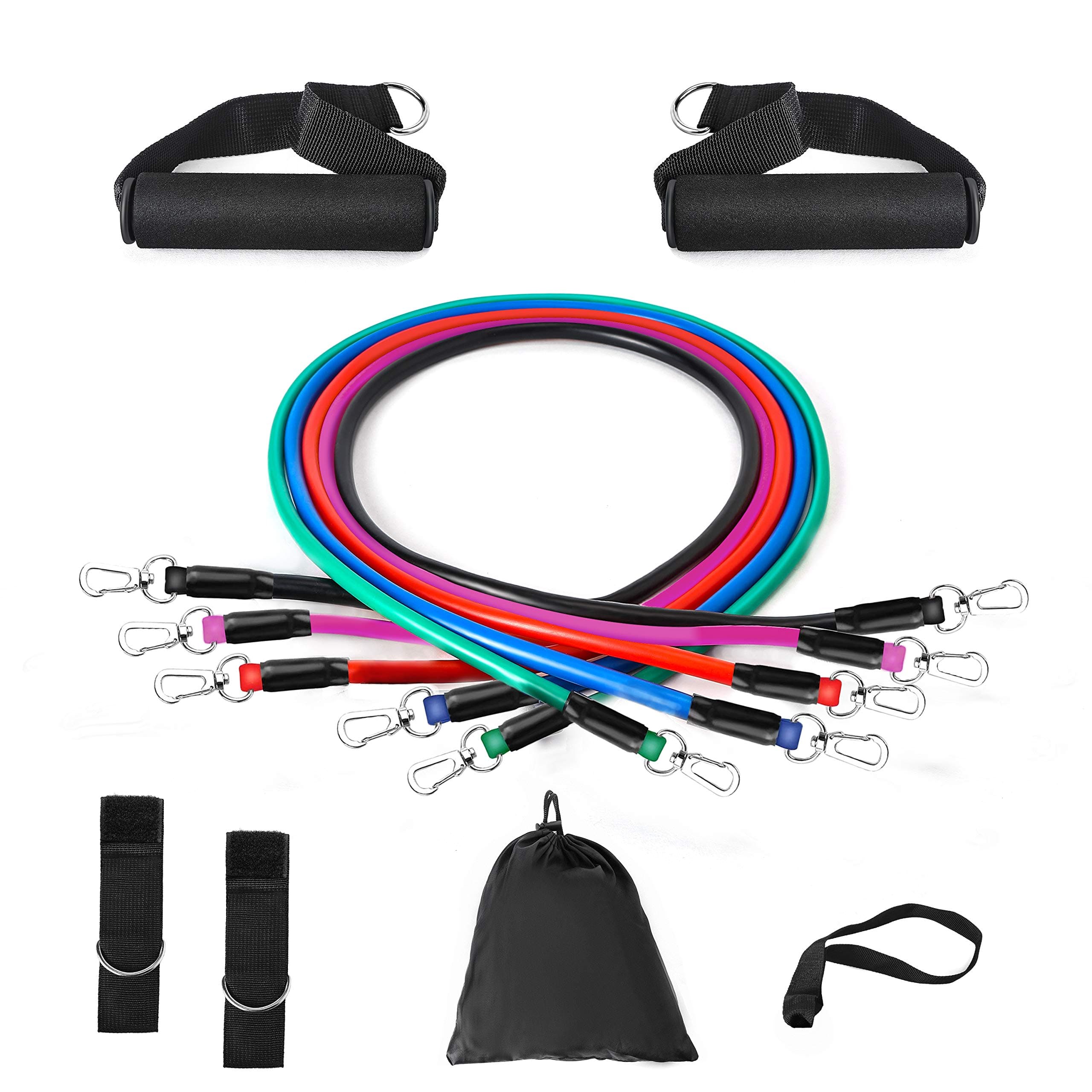 Vdealen Resistance Bands Set, 5 Workout Bands - Stackable Up to 100 LBS - Portable Home Gym Accessories, Suitable for Home Exercise, Physical Therapy, Gym Training (Purple, Green, Red, Blue, Black)