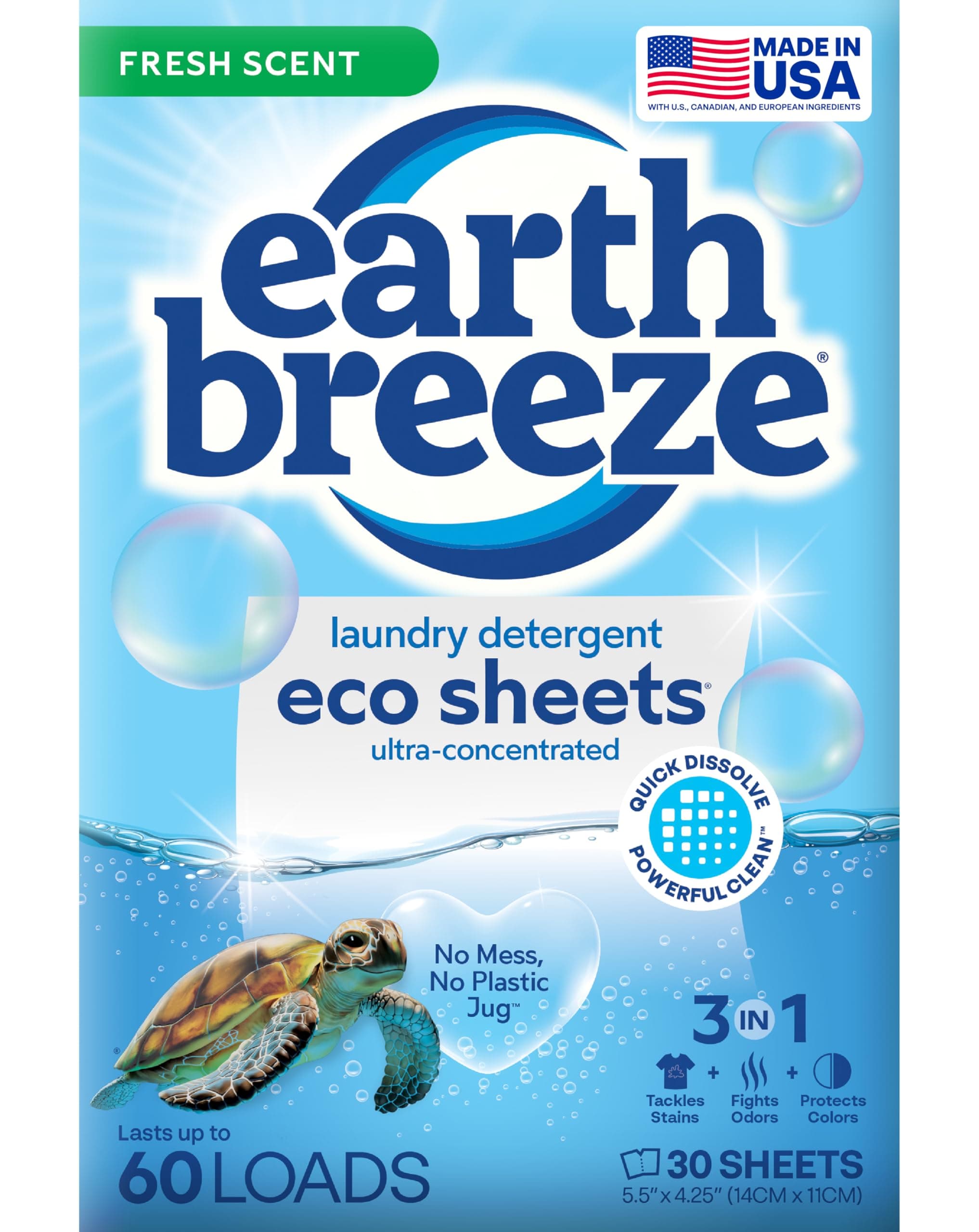 - Laundry Detergent Sheets Fresh Scent - 60 Loads Eco Liquidless Soap - Travel-Friendly for Hot & Cold Cycles, Tackles Tough Stains & Odors - Gentle on Skin, 30 Ct