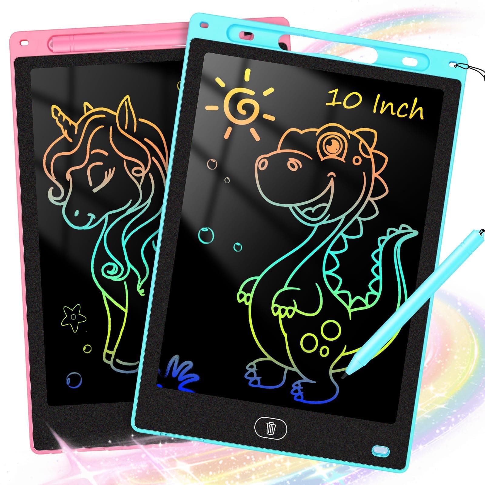 2 Pack 10 Inch LCD Writing Tablet for Kids, Electronic Drawing Pad and Doodle Board for Ages 3-8, Birthday and Educational Gifts for Boys and Girls, Stocking Stuffers for Kids(Pink & Blue)
