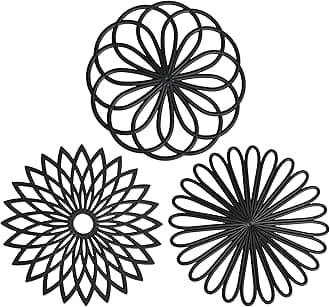 Smithcraft Silicone Trivets for Hot Dishes, Pots and Pans, Round Trivet Mat Hot Pads for Kitchen, Heat Resistant Mats for Countertop, Trivets for Table & Quartz Countertops Color Black