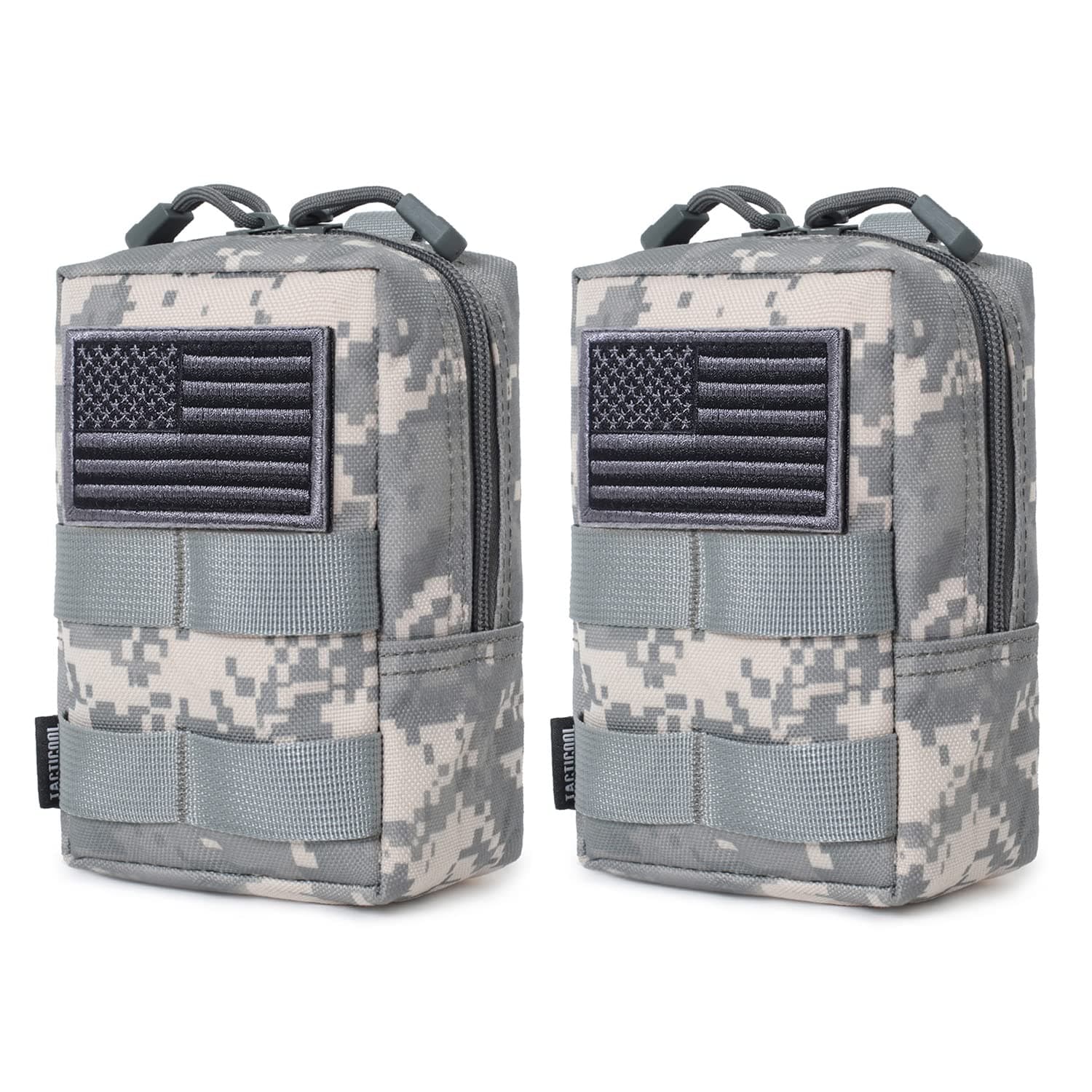 2 Pack Molle Pouches - Tactical Compact Water Resistant EDC Bag (ACU)
