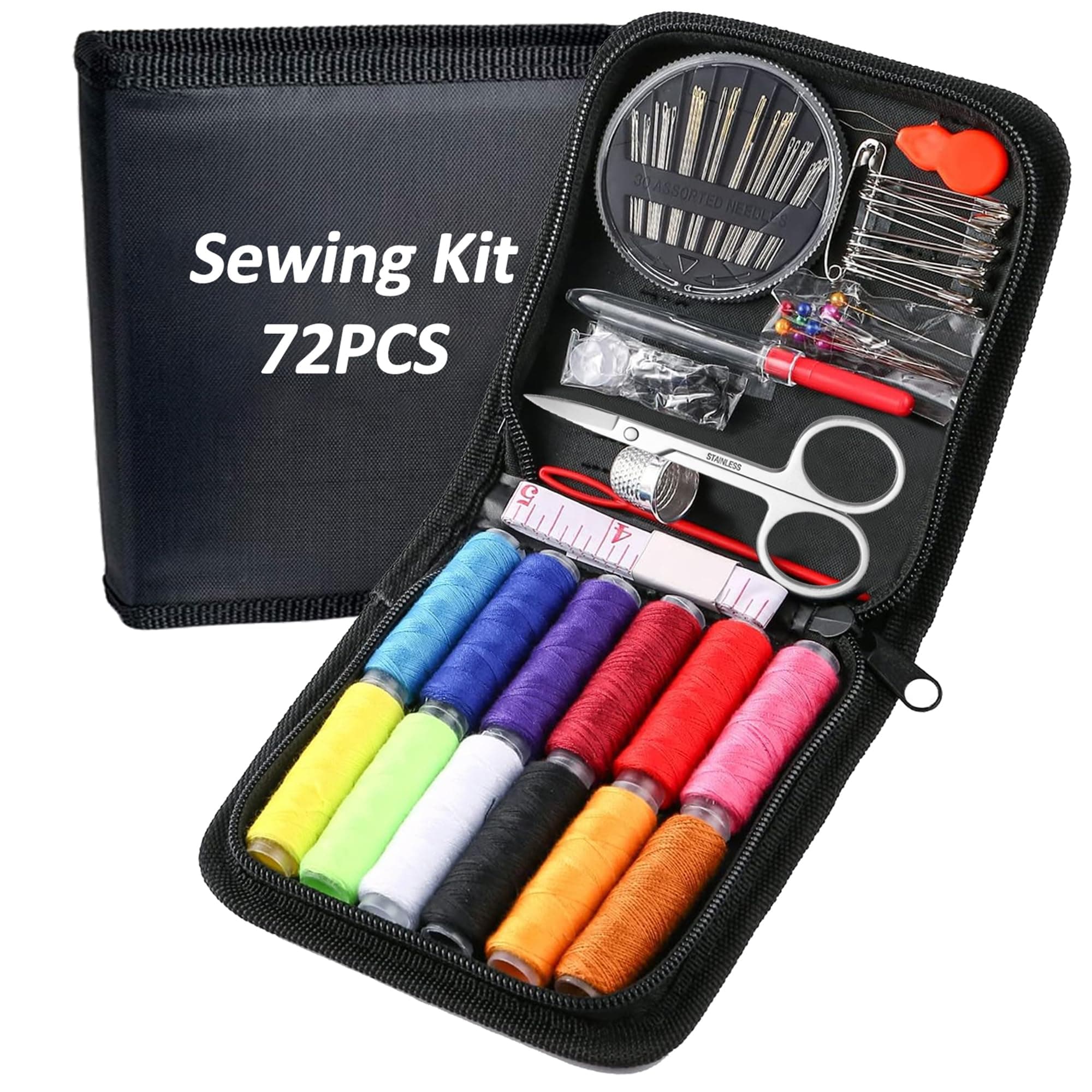 Travel Sewing Kit 72pcs Needle and Thread Kit, Portable Mini Sewing Supplies for Beginner | Kids | Home and Emergency Use