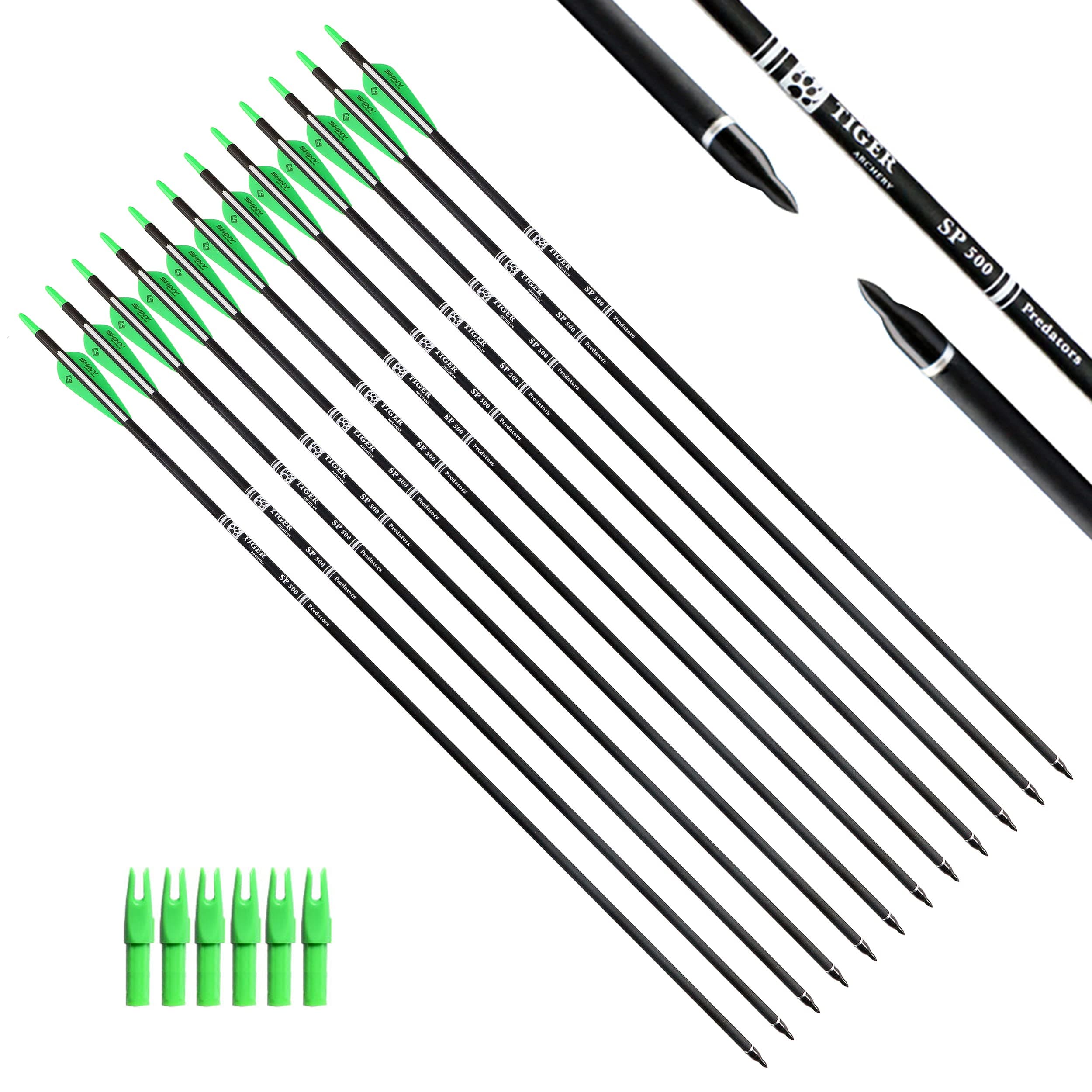 30Inch Carbon Arrow Practice Hunting Arrows with Removable Tips for Compound & Recurve Bow(Pack of 12)