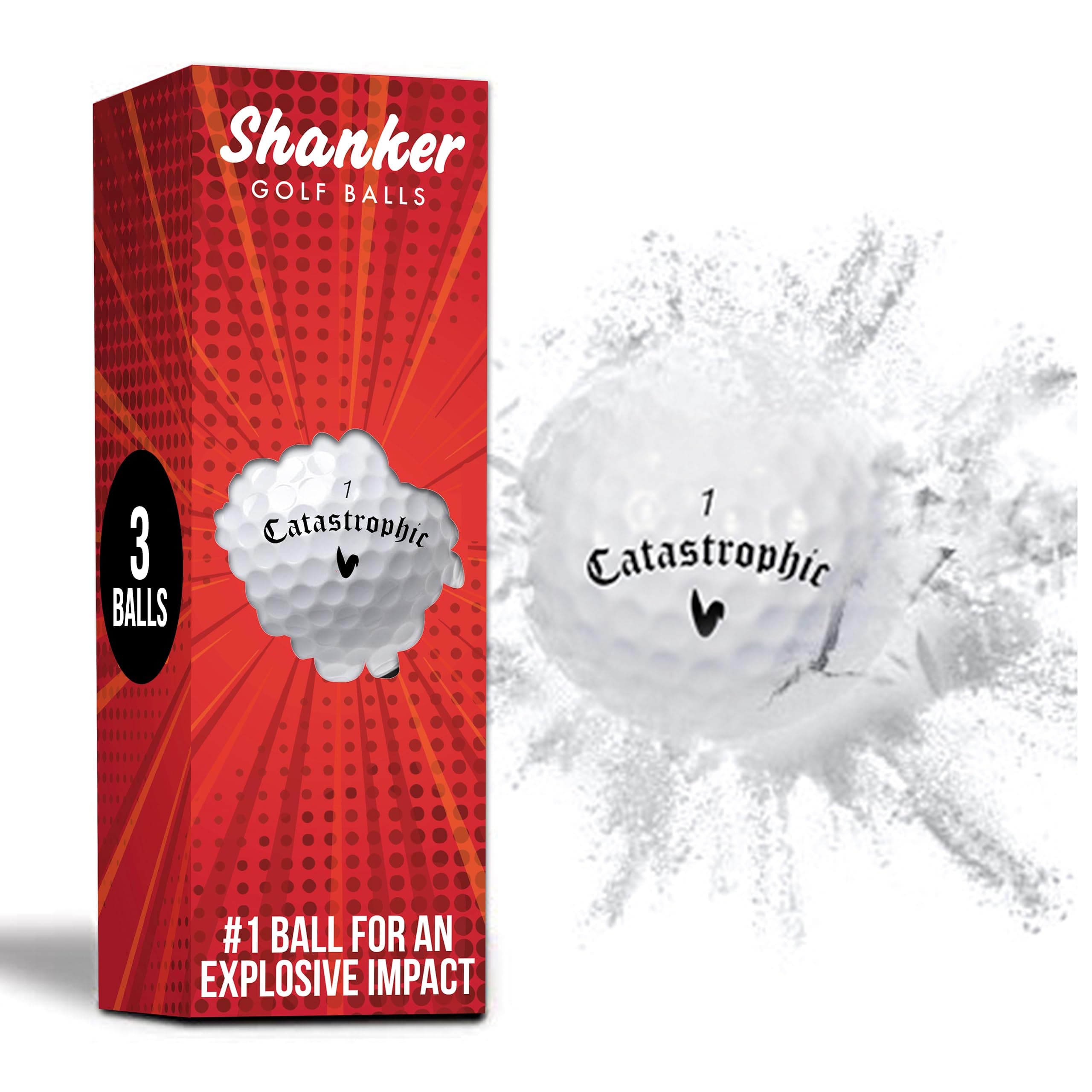 Shanker Golf Exploding Balls - Prank Balls that Explode on Impact - Funny Joke for Golfers (Sleeve of 3, Novelty)