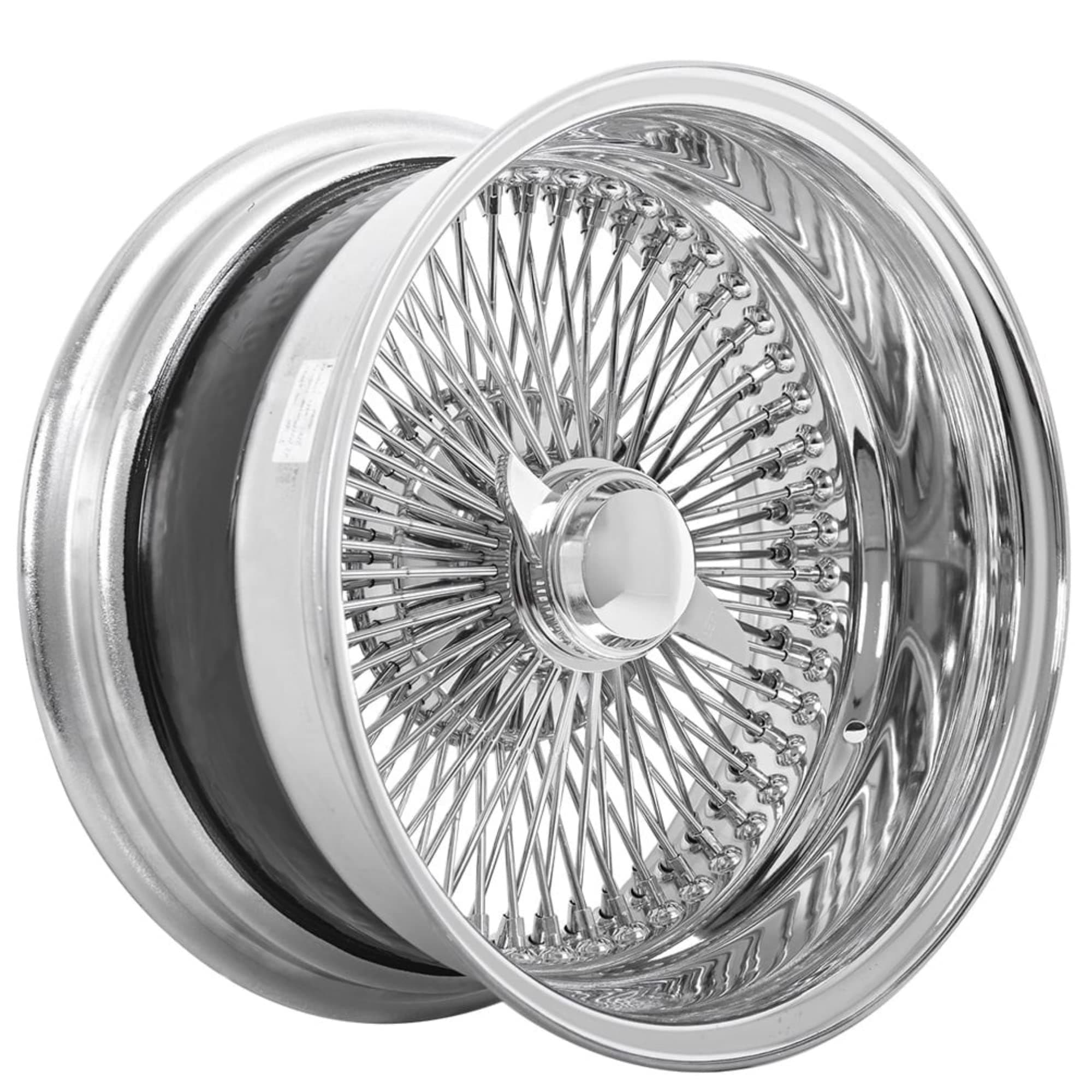 | 18x8” | Reverse 100-Spoke Straight Lace | Includes 4 Knock Offs, 4 Adapters and Tool | 18 Inch Rims | Chrome Finish