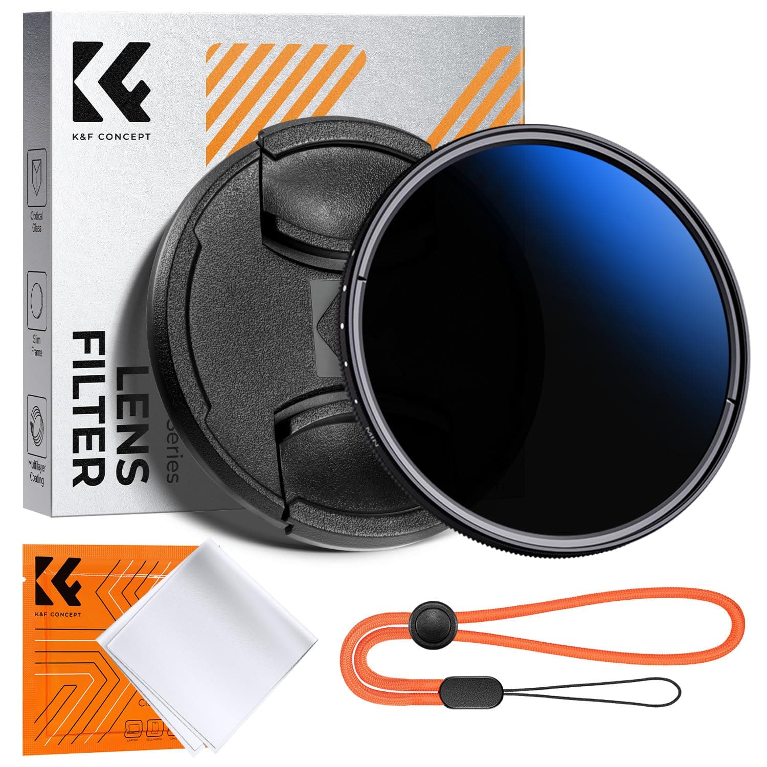 K&F CONCEPT 58mm Variable ND Camera Lens Filter ND2-ND400 (1-9 Stops) + Filter Cap + Cleaning Cloth 18 Multi-Layer Coatings Adjustable Neutral Density Ultra Slim for Camera Lenses(K-Series)