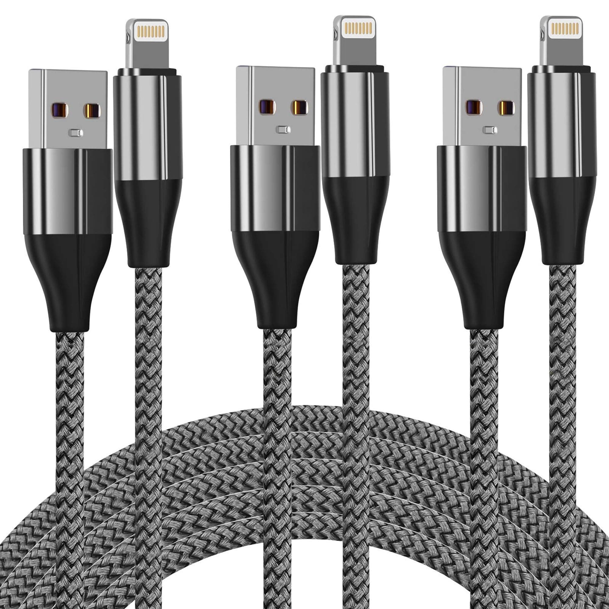 iPhone Charger Lightning Cable (3 Pack 10 Foot), [MFi Certified] 10 Feet Nylon Braided, Compatible with iPhone 14/13/12/11/Pro/X/Xs Max/XR/8 Plus /7 Plus/6/ iPad