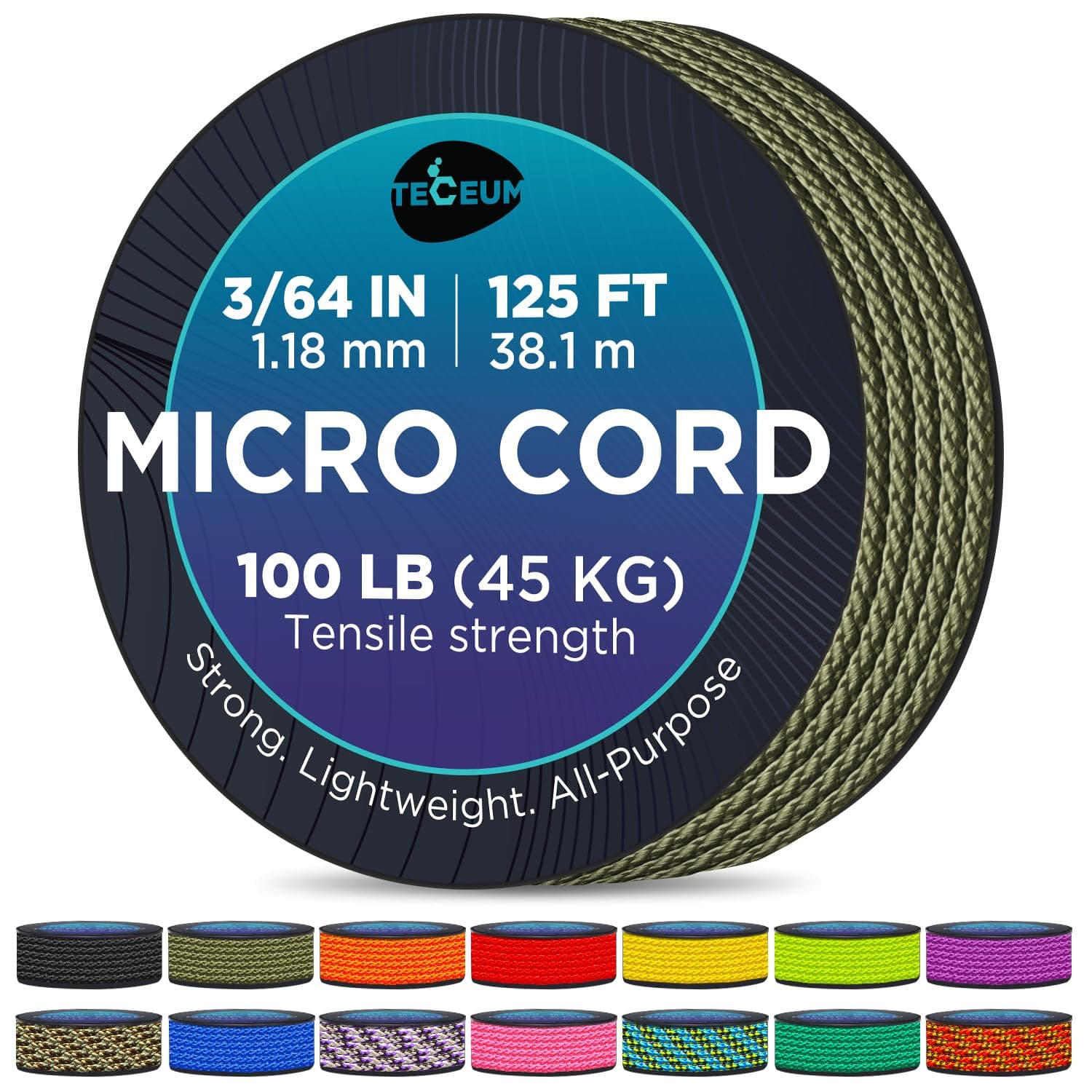 Micro Paracord – 1.18 mm X 125 ft – Micro Utility Cord – Thin Braided Paracord Rope – Best for Crafting, DIY Projects, Fishing, Camping – Wind Chime Replacement – Survival Strong String