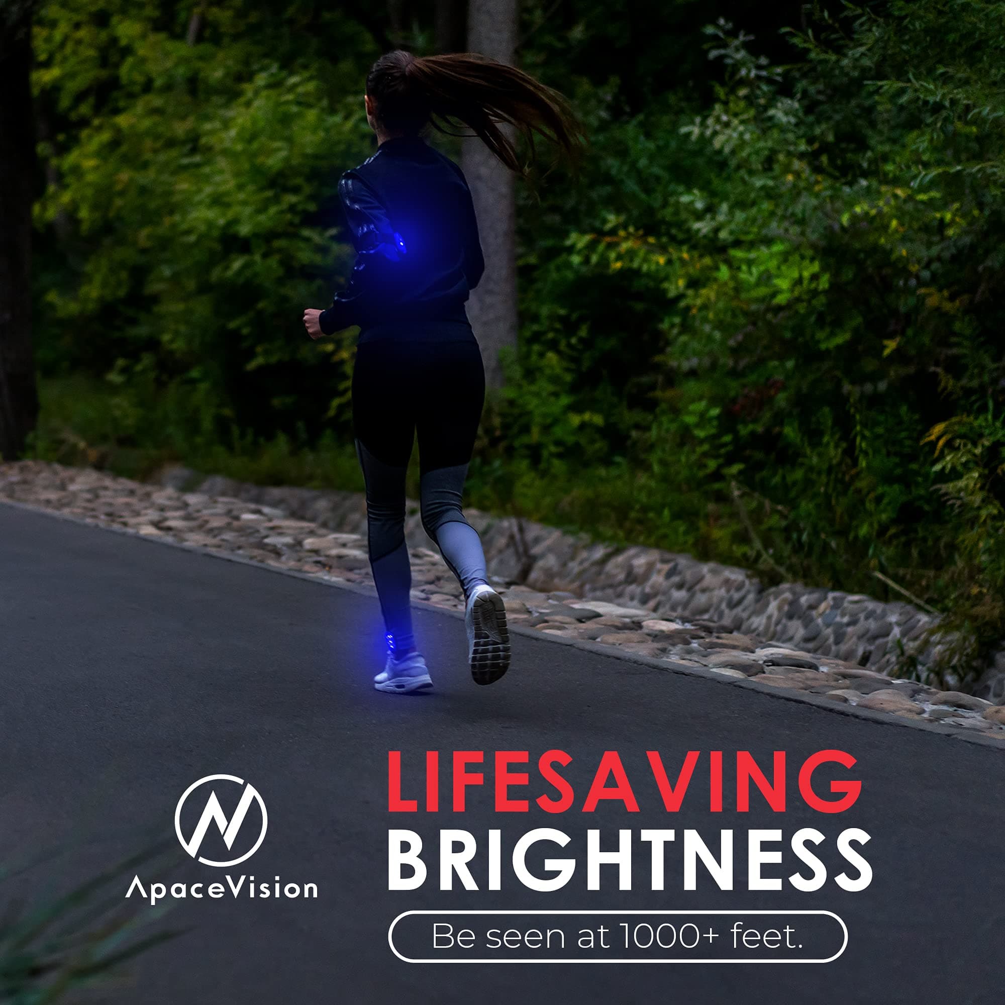 Apace Vision LED Safety Light (2 Pack) with Bonus Items – Clip On Strobe/Running Lights for Runners, Dogs, Bikes, Walking and More