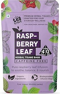 The Tea Trove Organic Red Raspberry Leaf Tea Bags - 40 Pyramid Caffeine Free Raspberry leaf tea Bag in Resealable pouch to Supports the Female System