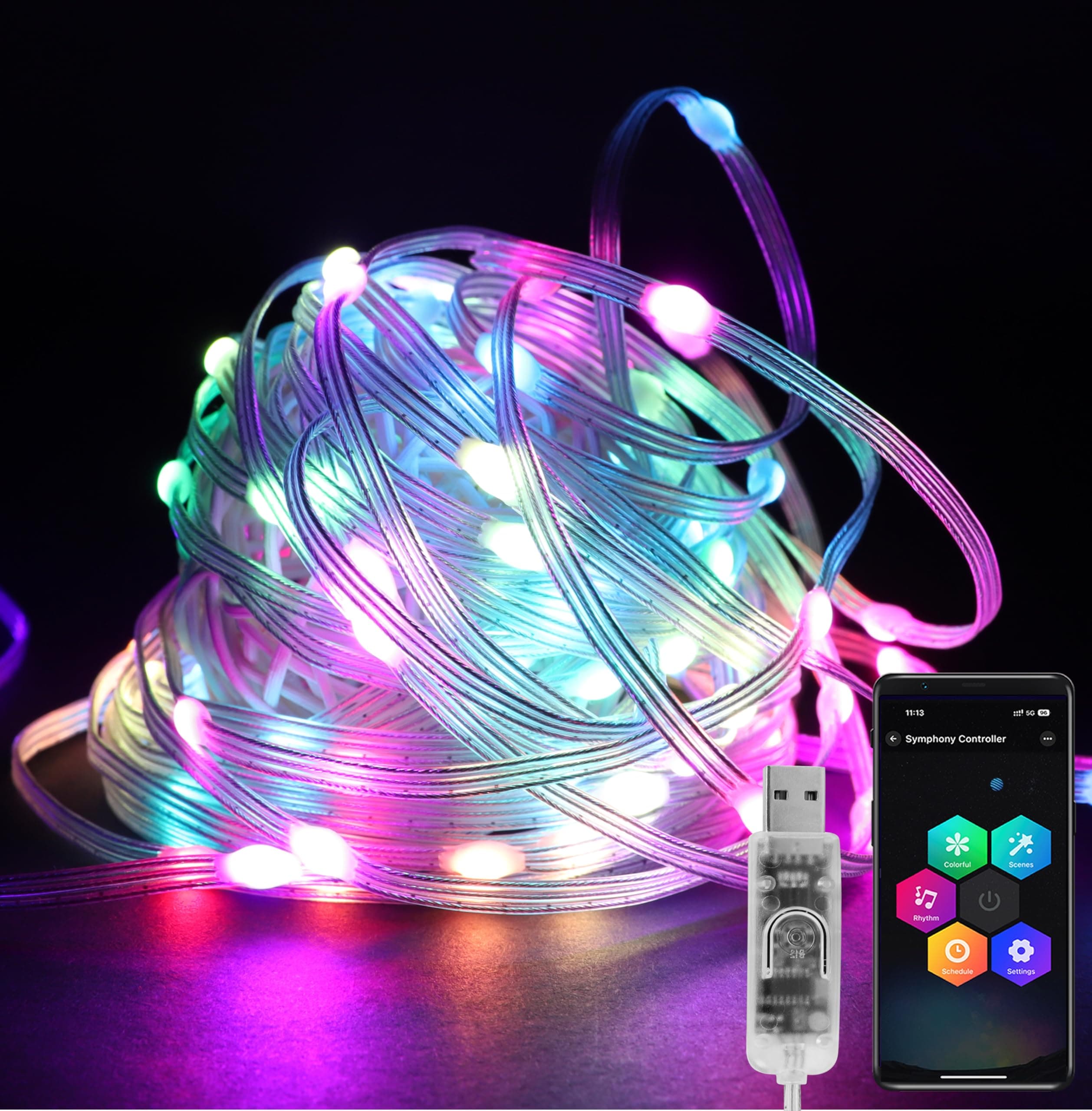 100 LED Fairy String Lights, Christmas Lights by USB Powered APP Control, Color Changing Music Sync for Halloween,Party,Wedding,Xmas Tree Decor