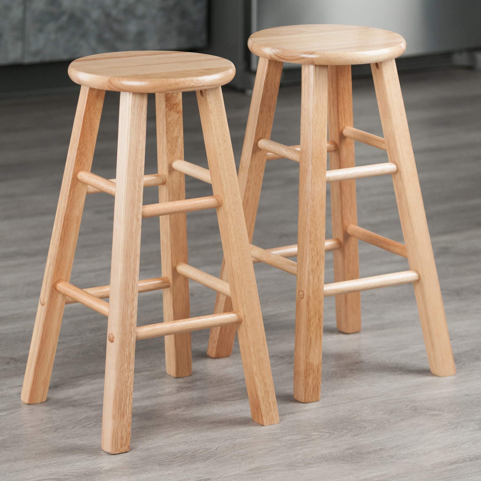 Element 2-Piece Counter Stool Set, Classic Backless Bar Chairs for Kitchen & Dining Room Seating, Timeless Essential Furniture for Home, Dorm, Apartments