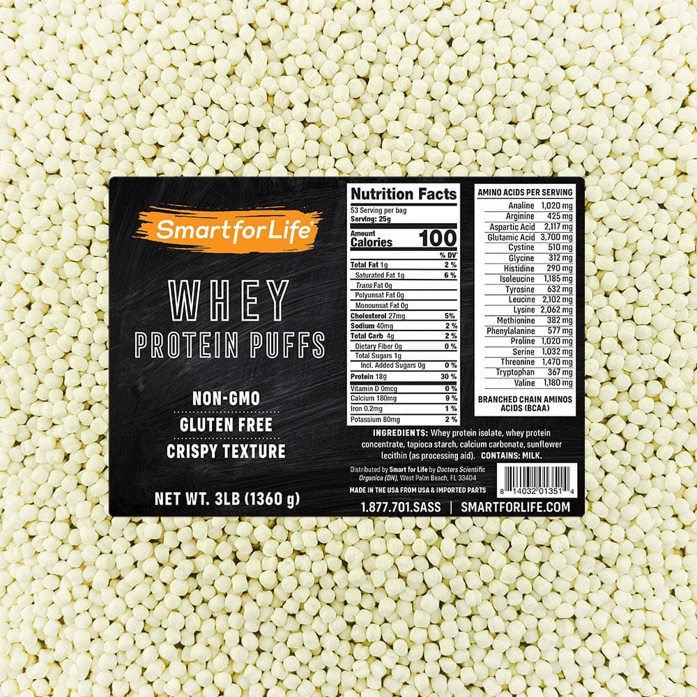 Whey Protein Puffs - High Protein Zero Sugar Whey Protein Isolate Puffs 3LB - 18 Grams Protein Snacks Bulk - Non-GMO, Gluten-Free - 3 Pound Box - 53 Serving…