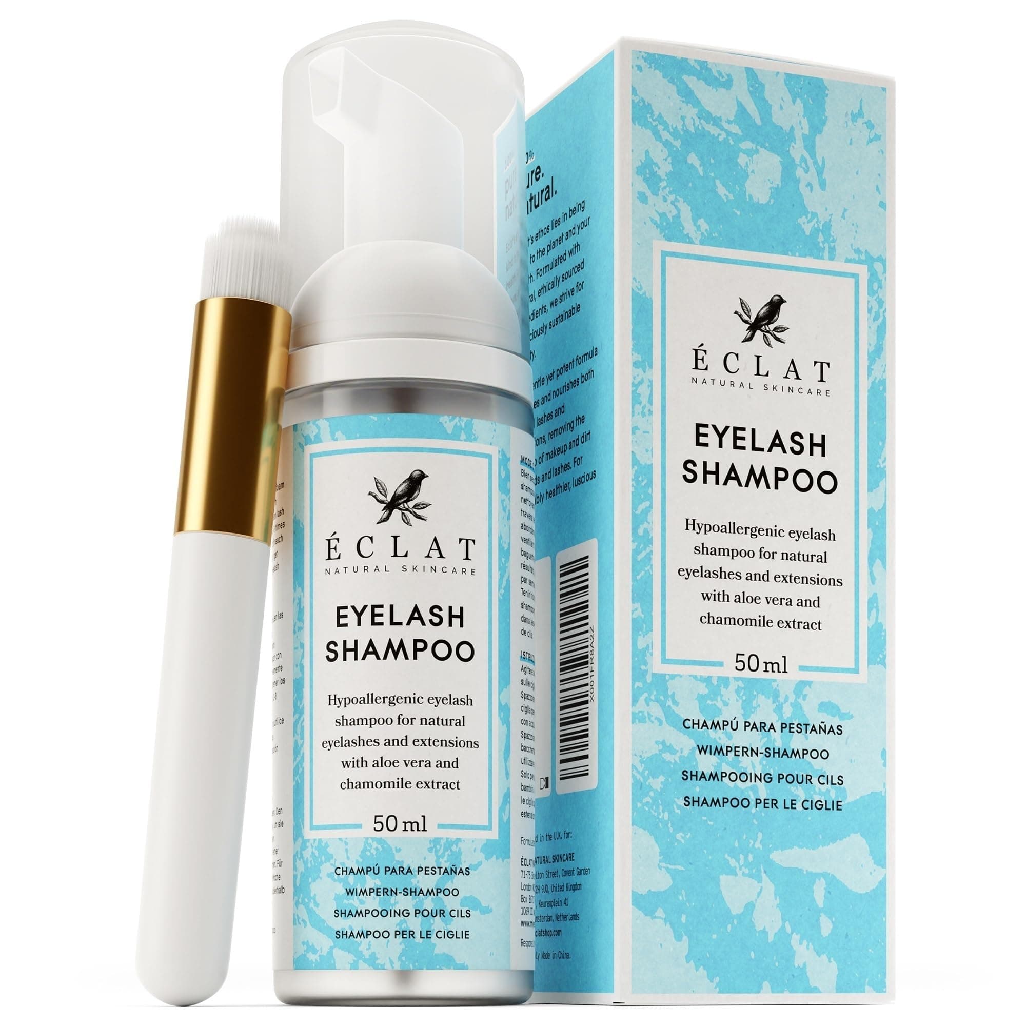 Lash Shampoo Kit, Lash Shampoo for Lash Extensions with Aloe Vera & Chamomile Extract, Gentle Lash Cleanser for Extensions - Foaming Eyelash Extension Cleanser, Vegan Lash Wash