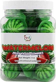 FirstChoiceCandy Jelly Filled Gummies - Assorted Flavor Gummy Filled Candies - Filled With Fruit Jams - 20 Pieces In Resealable Jar (Watermelon)