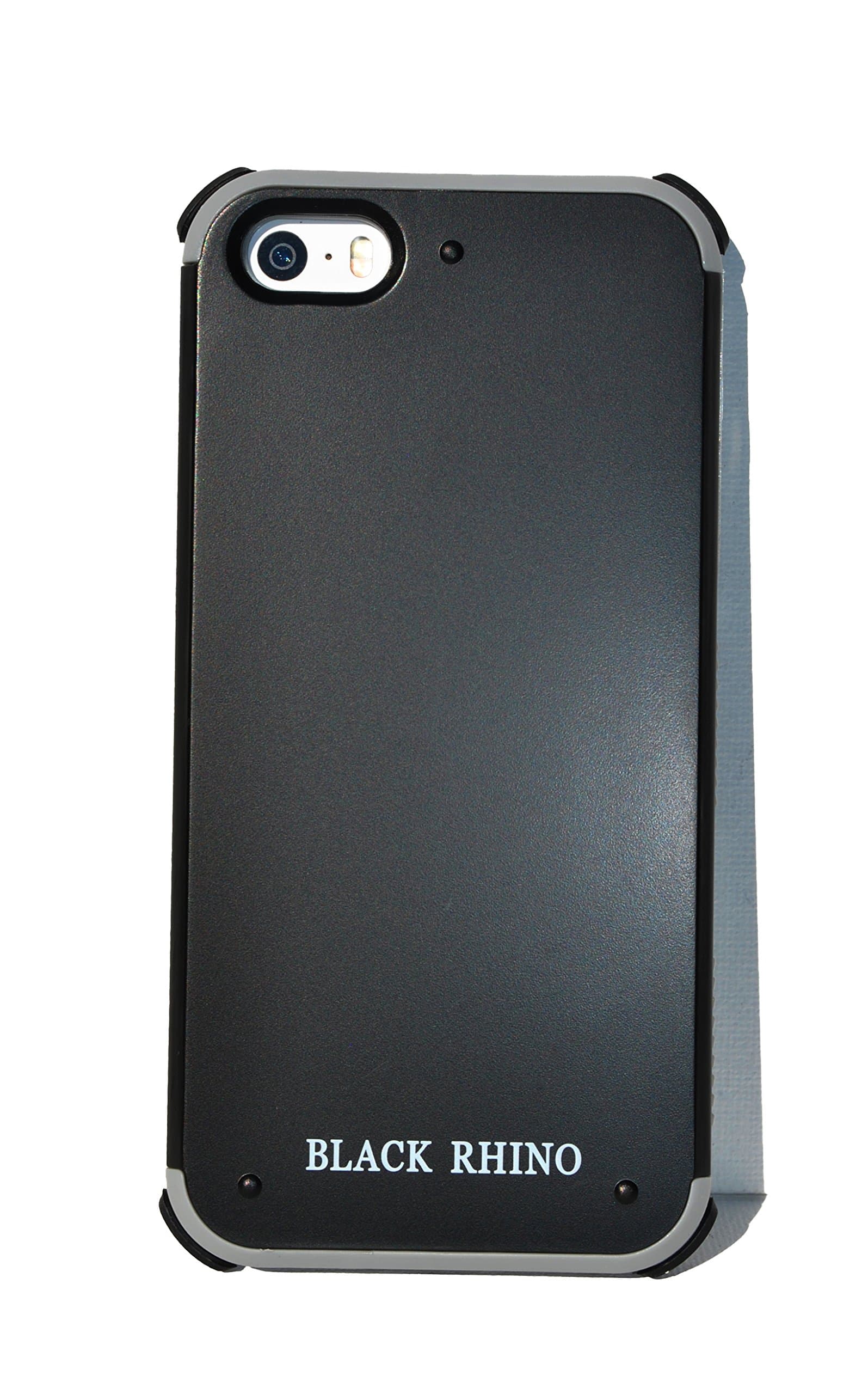 iPhone 5S Case Black Protective Hybrid Dual Layer Combo Case with Extra Padded Protection for Four Corners Skin Case Cover for the iPhone 5S 5G 5: Black Rhino (Black Color)