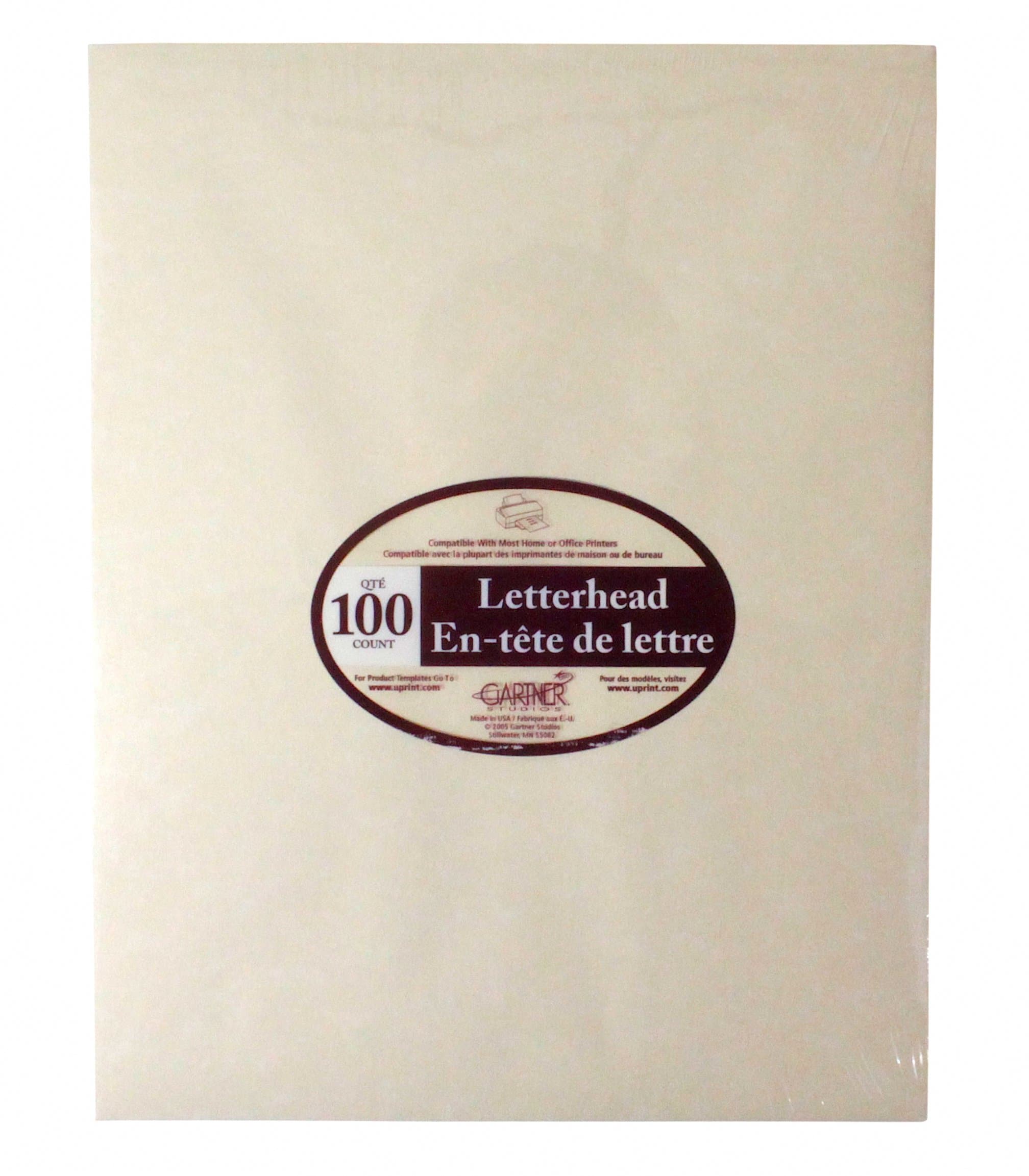 GARTNER 100-Sheets 8.5 x 11 Inch Letterhead - Parchment