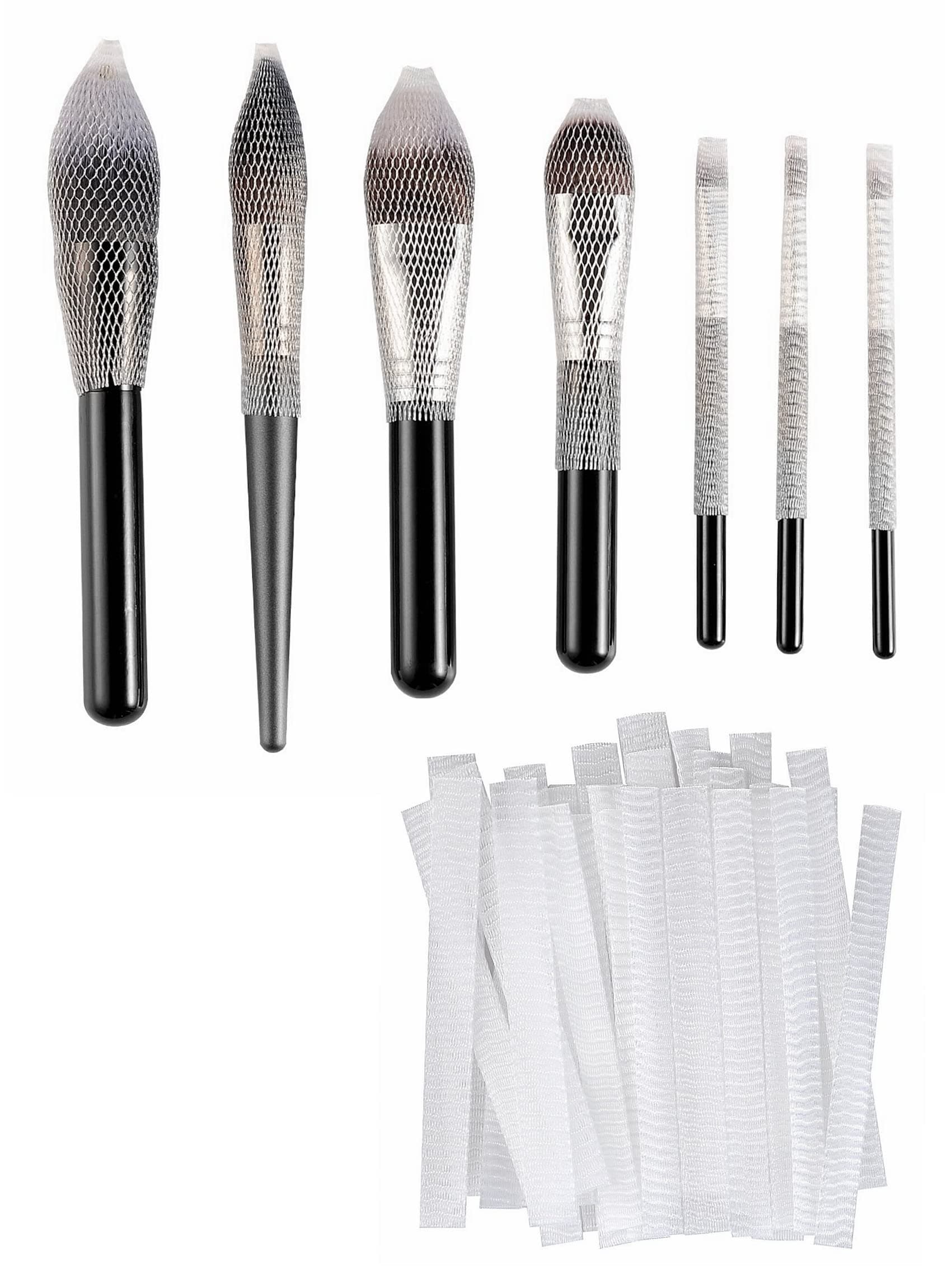 Clothobeauty 40 Pcs Makeup Brushes Guard Protector Set Reusable Expandable Mesh Cover