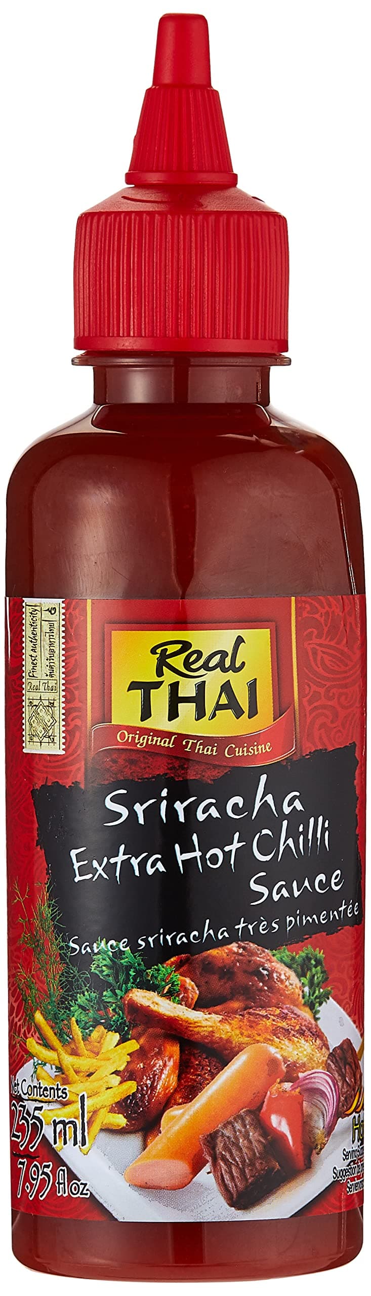 Real Thai Sriracha Extra Hot Chilli Sauce, 235 ml, Red Orange