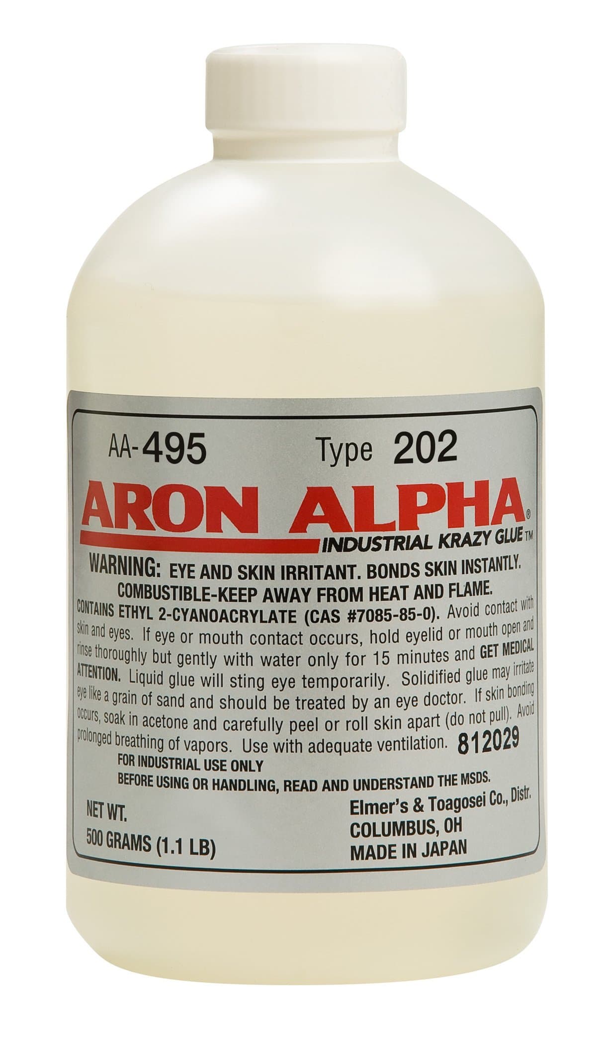 Aron Alpha Type 202 (100 cps viscosity) Regular Set Instant Adhesive 500 g (1.1 pound) Bottle