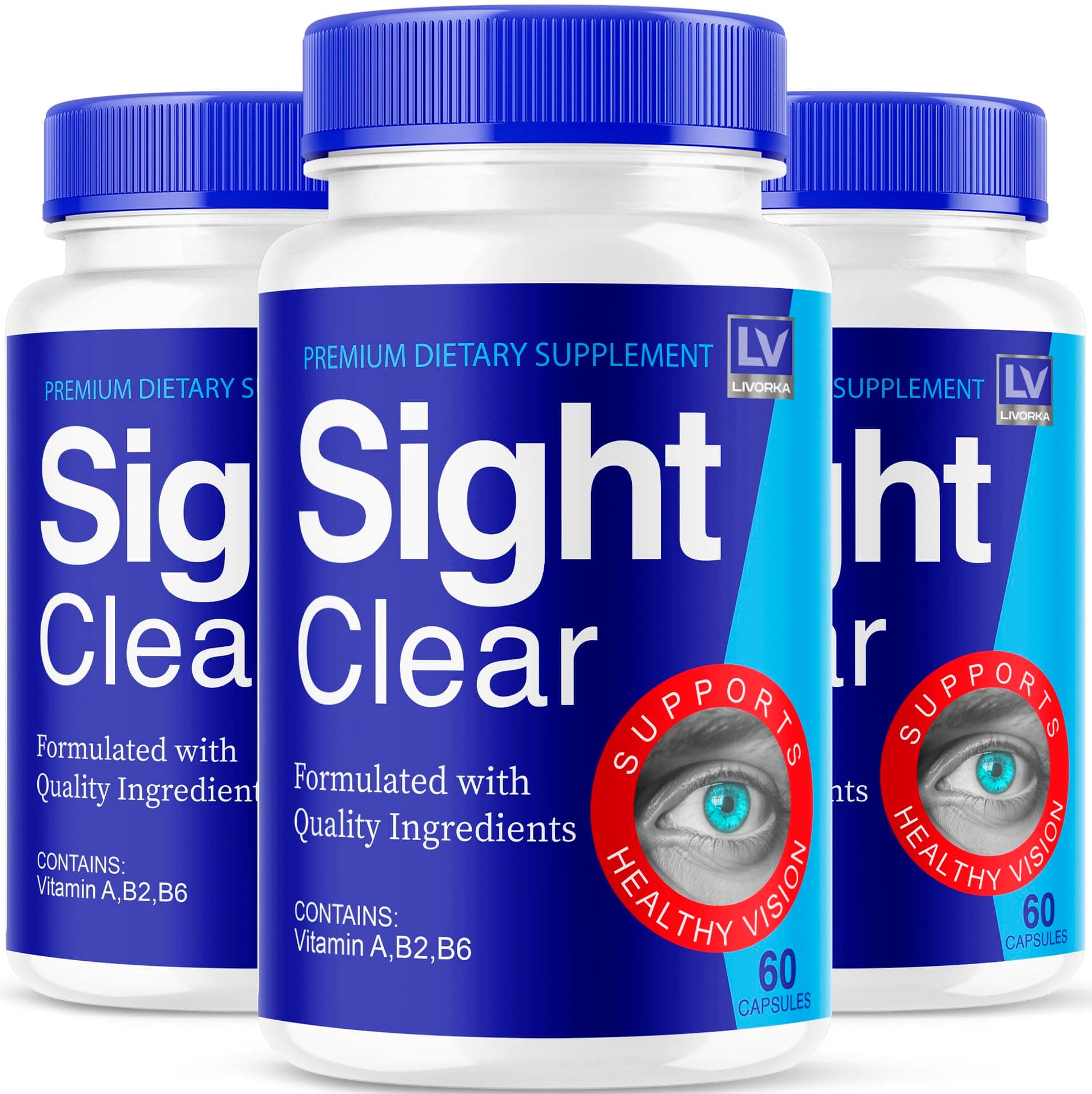 Sight Clear 20/20 Vision Support Supplement For Eyes - 3 Month Supply - Pack Of 3