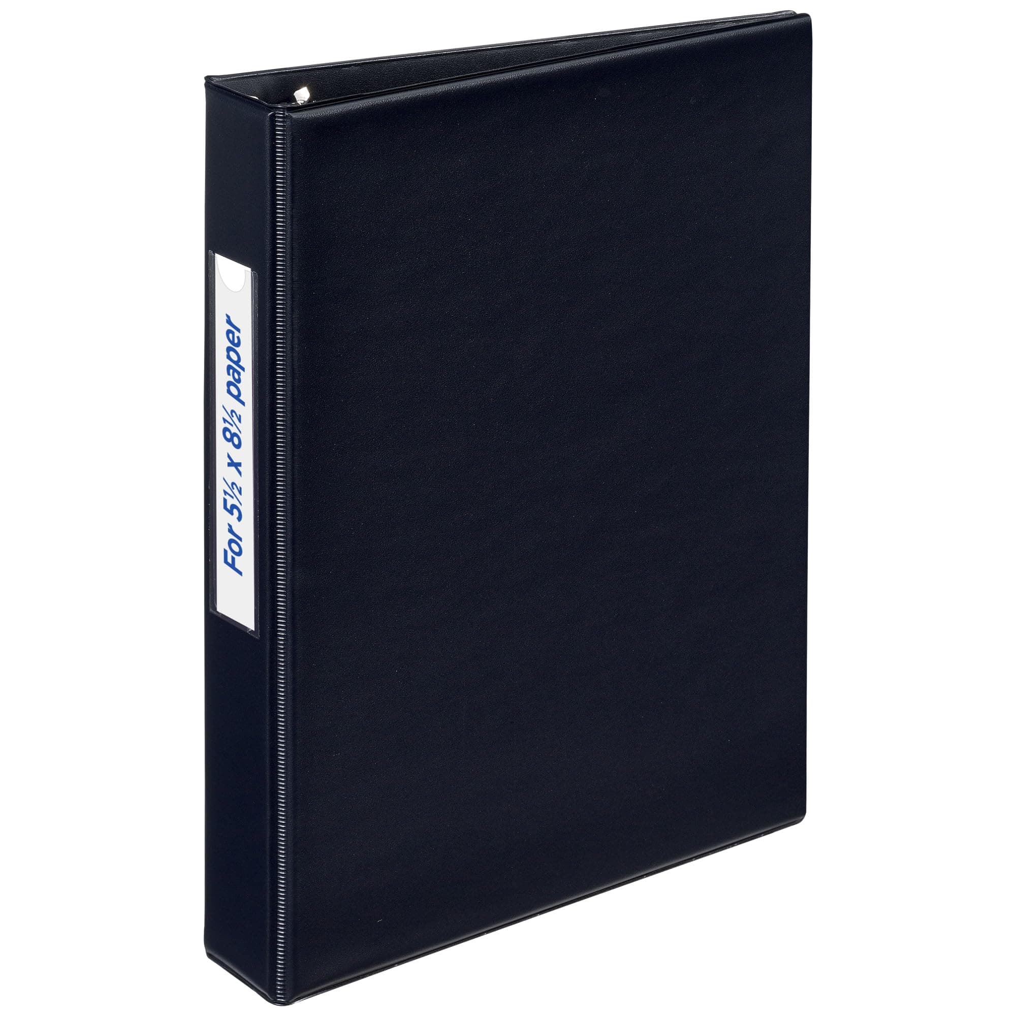 Avery Mini Durable 3 Ring Binder, 1" Round Rings, Holds 5-1/2" x 8-1/2" Paper, Spine ID Label Holder, 1 Black Binder (27257)