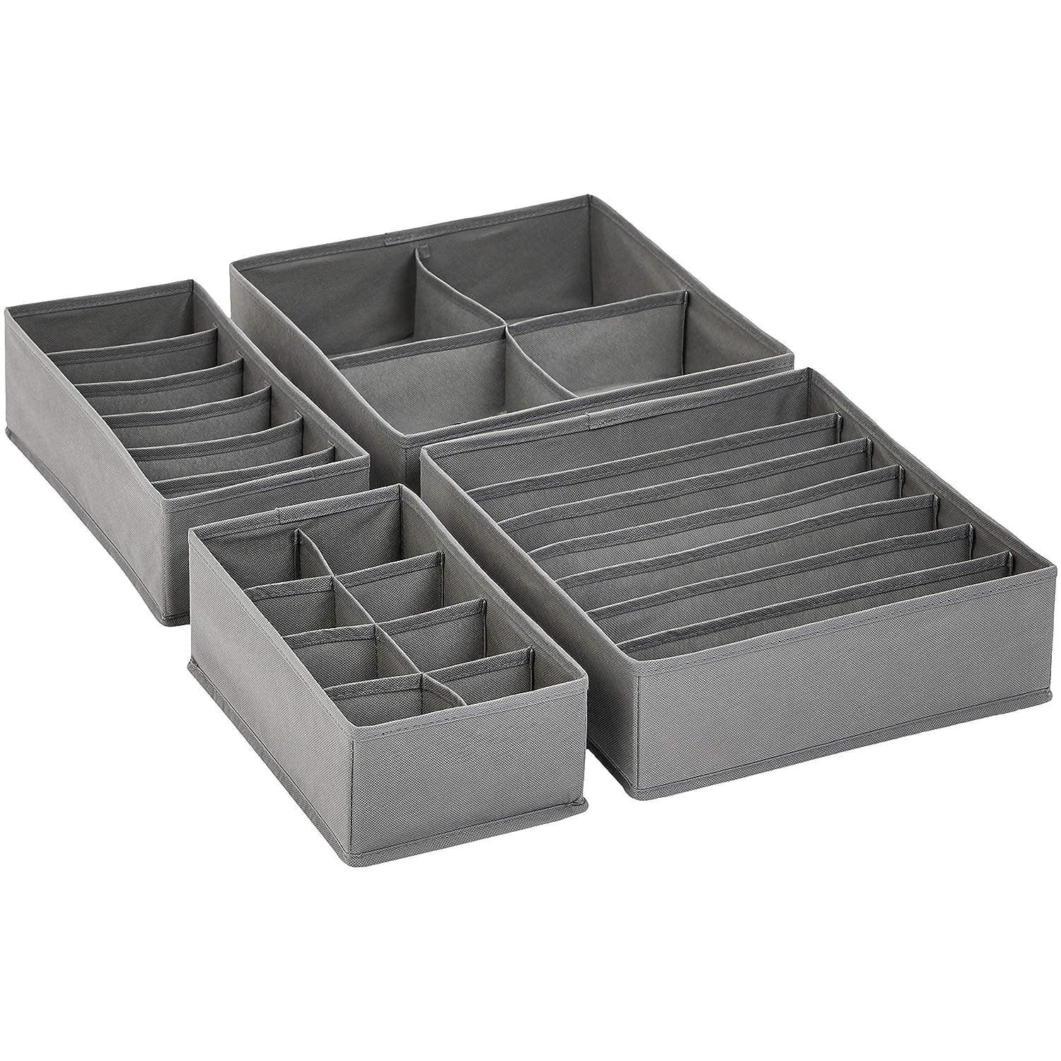 - Amazon Basic Storage Box Drawer Storage Organizer Gray for Dresser Underwear Set of 4