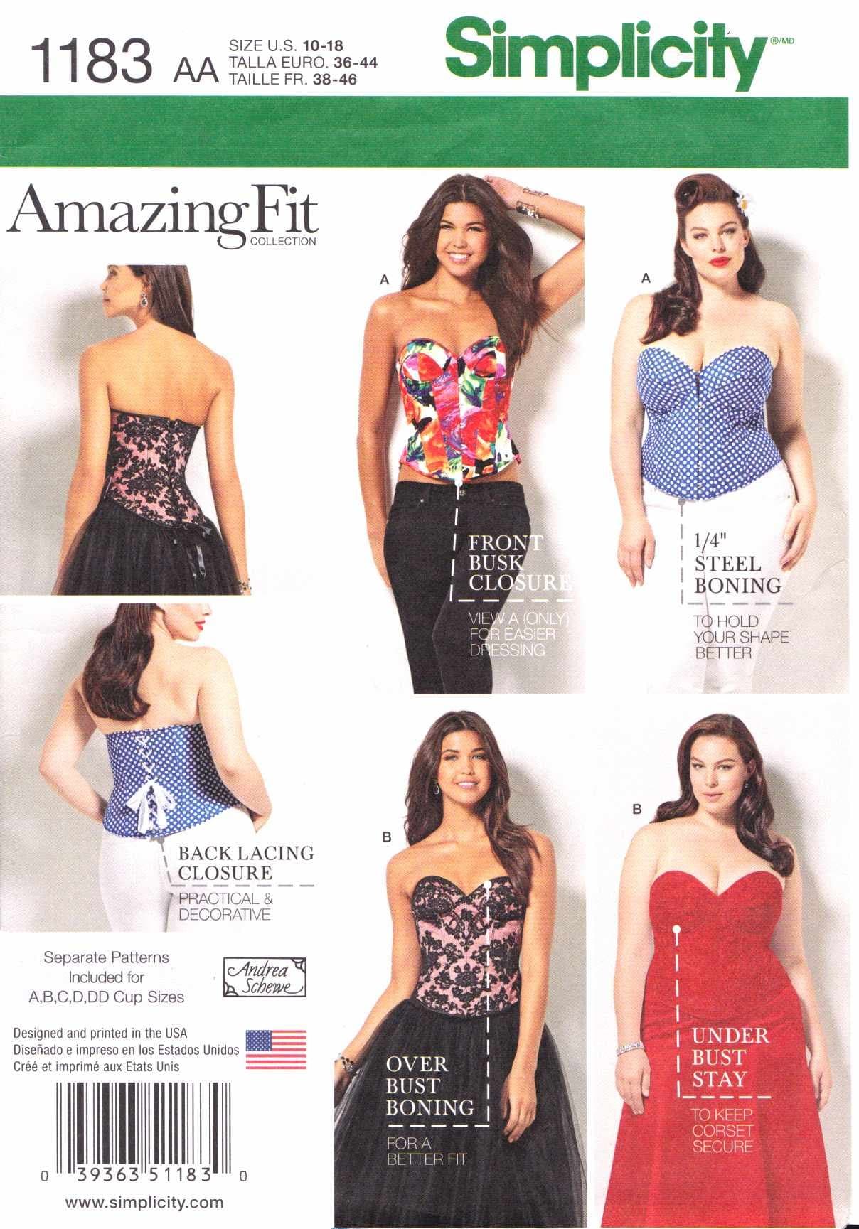 Simplicity Sewing Pattern 1183: Misses' and Plus Corsets, Size: AA (10-12-14-16-18), Paper, White