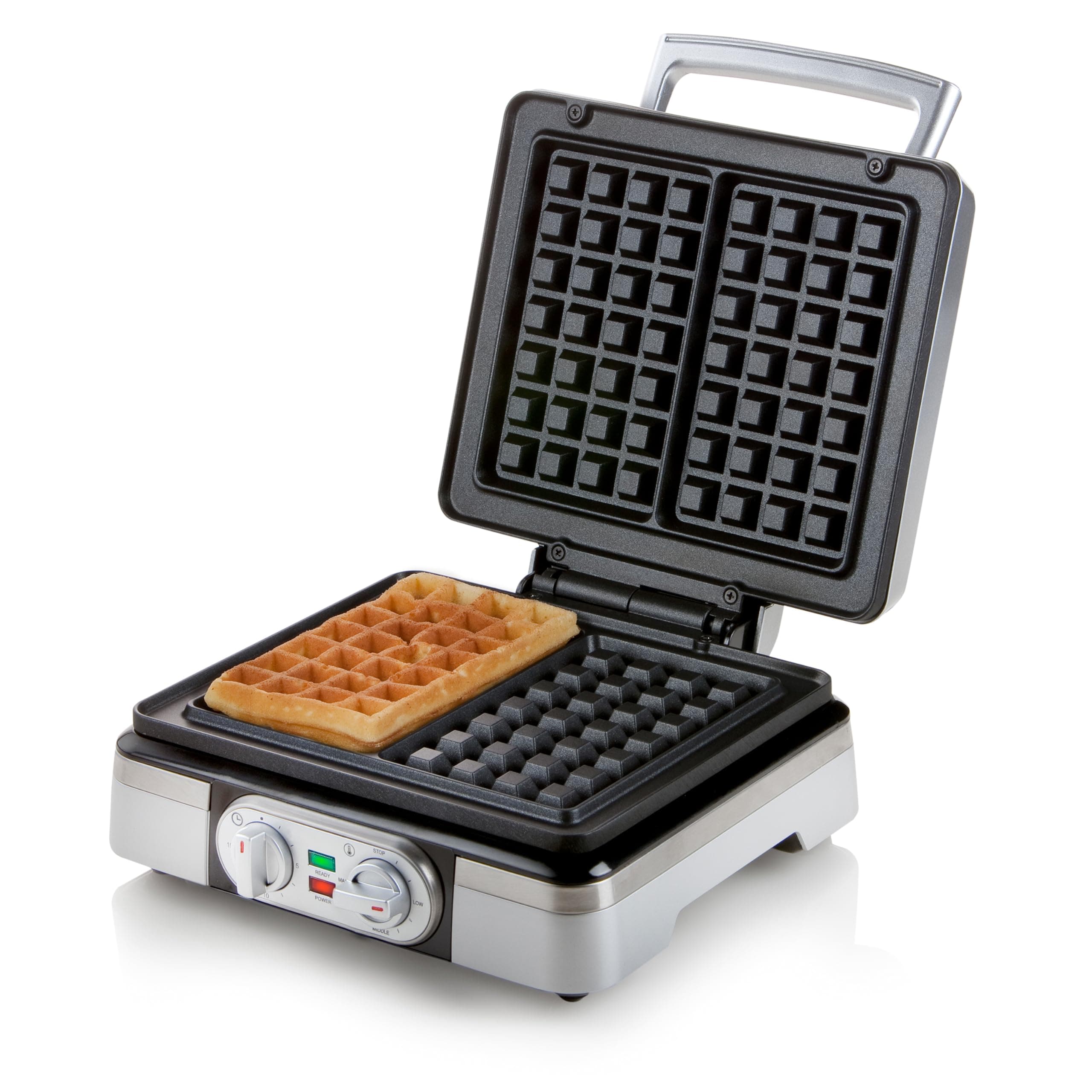 DO9149W Waffle Iron with Timer - Rectangular Belgian Waffles 4 x 7 cm - Silver