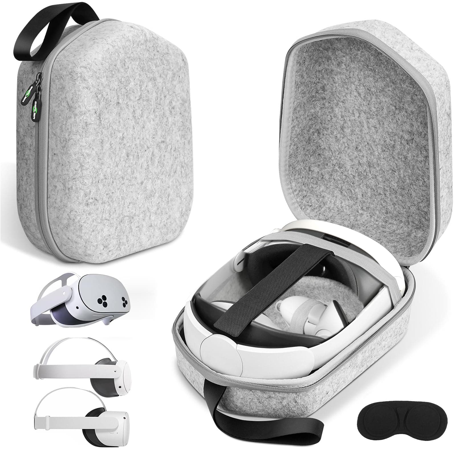 Hard Carrying Case Compatible with Meta Quest 3S/Quest 3/Oculus Quest 2/Vision Pro Official Original/Elite Strap VR Headset and Controller Accessories, Suitable for Travel and Home Storage