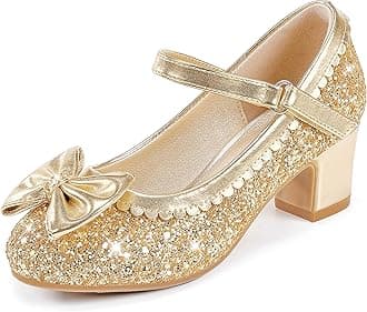 Princess Shoes High Heel Toddler Girls Dress Shoes Cute Bowknot Sparkle Mary Jane Flower Girls Wedding Birthday Party Prom for Little Big Kids