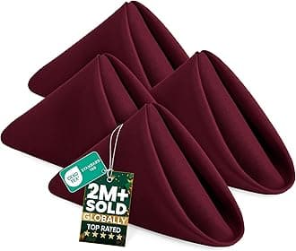 Utopia Home [24 Pack, Burgundy] Cloth Napkins 17x17 Inches, 100% Polyester Dinner Napkins with Hemmed Edges, Washable Napkins Ideal for Parties, Weddings and Dinners