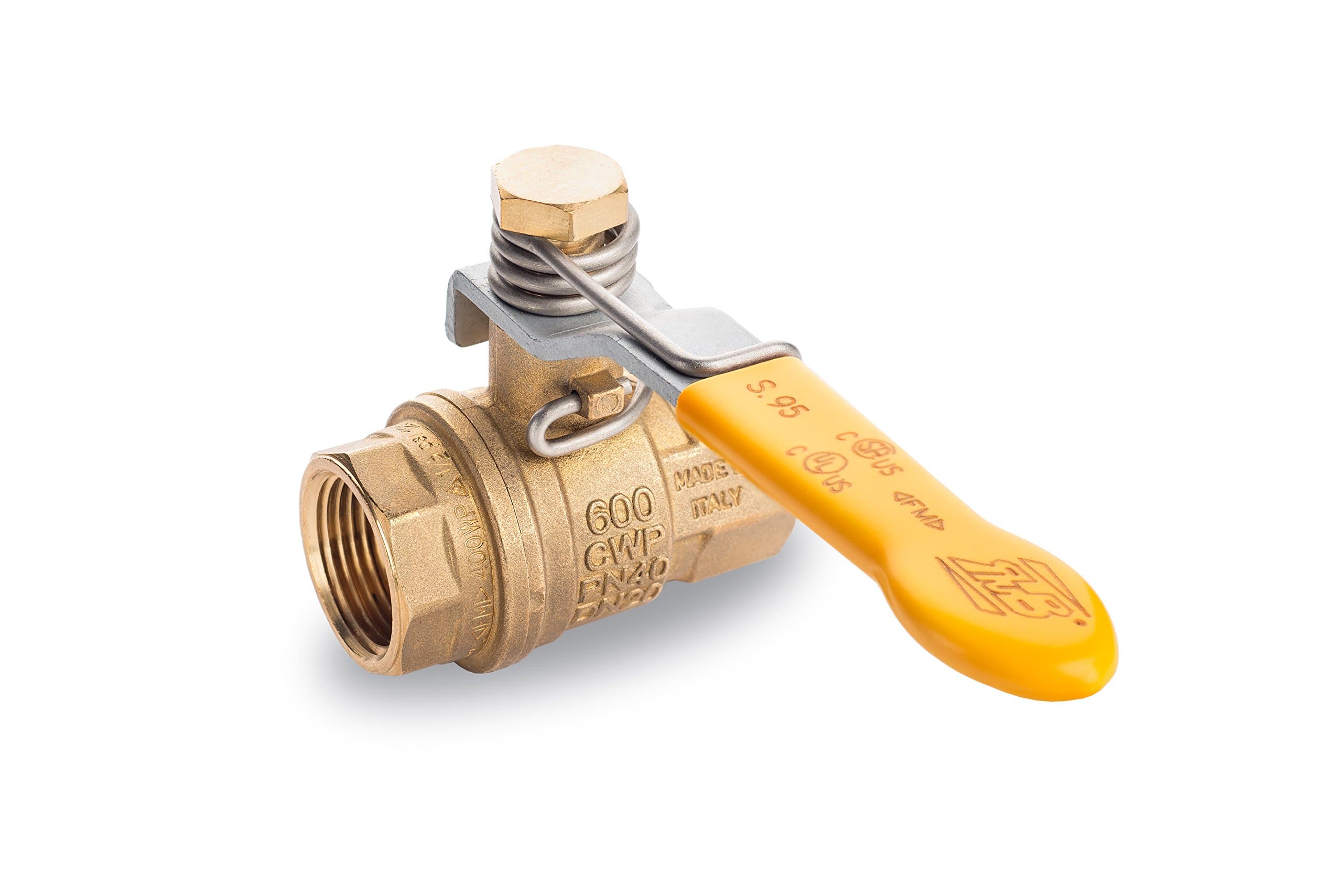 RUB S95B41MRQ S95 Spring Return 1/4" FxF Ball Valve Automatically Shuts Off As Handle is Released Industrial Hot Forged Brass Full Port, 100% Made in Italy 25, 000 Cycle, 0.25"