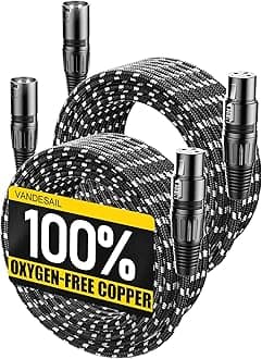 Long XLR Cables 25ft 2 Pack, Nylon Braided XLR Extension Microphone Cable, OFC Shielded and Balanced XLR Male to XLR Female Mic Cord for Preamp Recording Mixer Amplifie Speaker Black