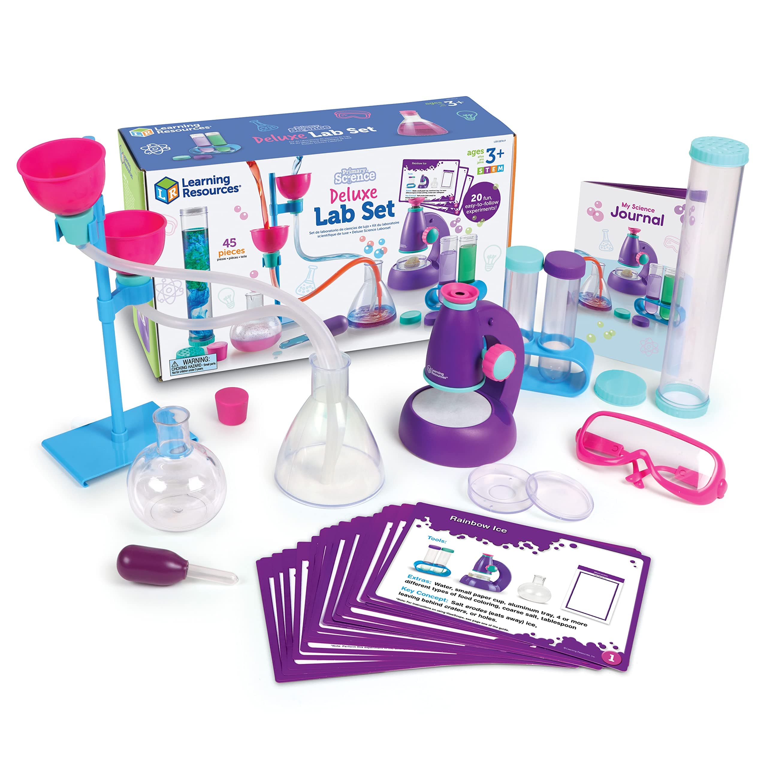Learning Resources Primary Science Deluxe Lab Set - 45 Pieces, Ages 3+, Experiments for Kids, STEM Toys, Sensory Tube, Microscope for Students