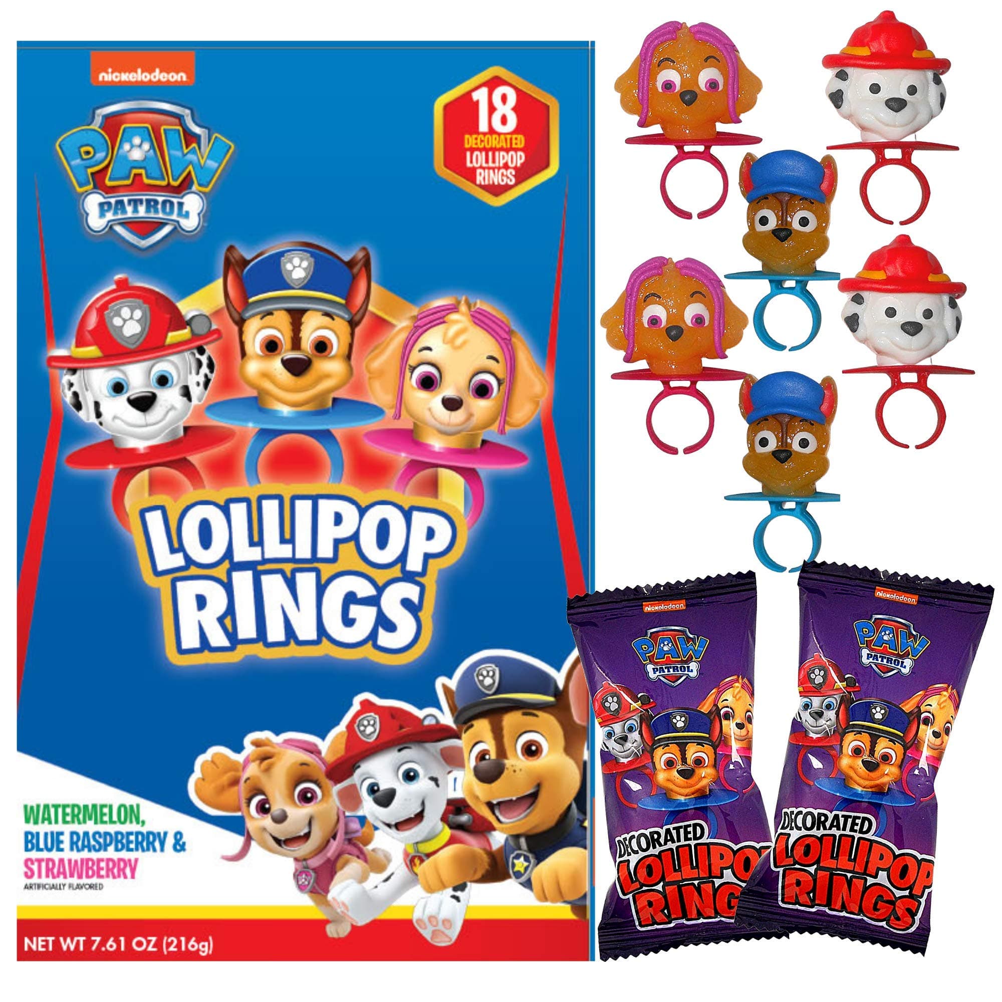 Decorated Themed Lollipop Rings, Candy Exchange Kit, Assorted Fruit Flavored Hard Candies, 18 Individually Wrapped Pieces