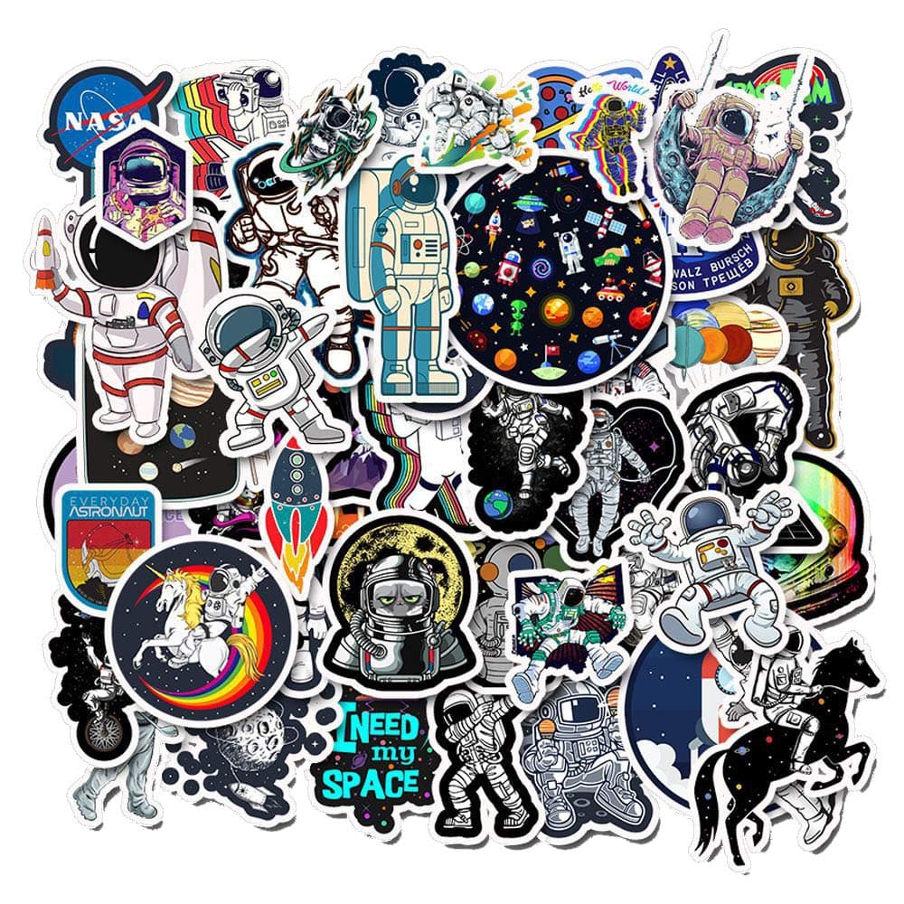 NASA Stickers for Hydro Flask,50 Pack,Space Explorer Galaxy Vinyl Stickers for Water Bottle Laptop Car Bumper Skateboard Luggage, Spaceman Spacecraft Universe Planet Graffiti Decals (NASA Stickers)