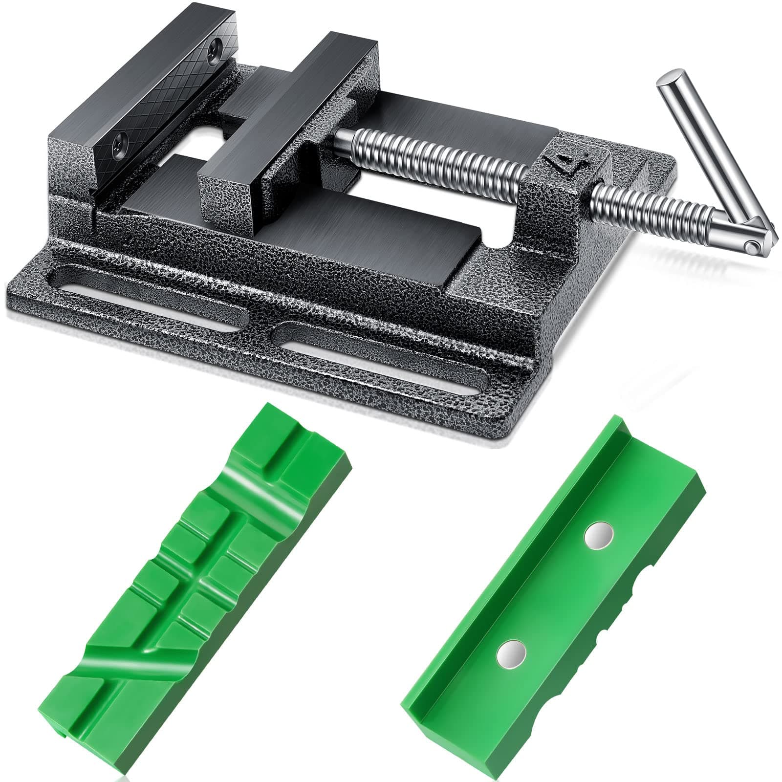 Tools Drill Press Vise Metal Press Vice Workbench Drill Vise Clamp with 2 Pieces Magnetic Pads Multi Grooved Pads Set for Daily Working Supply